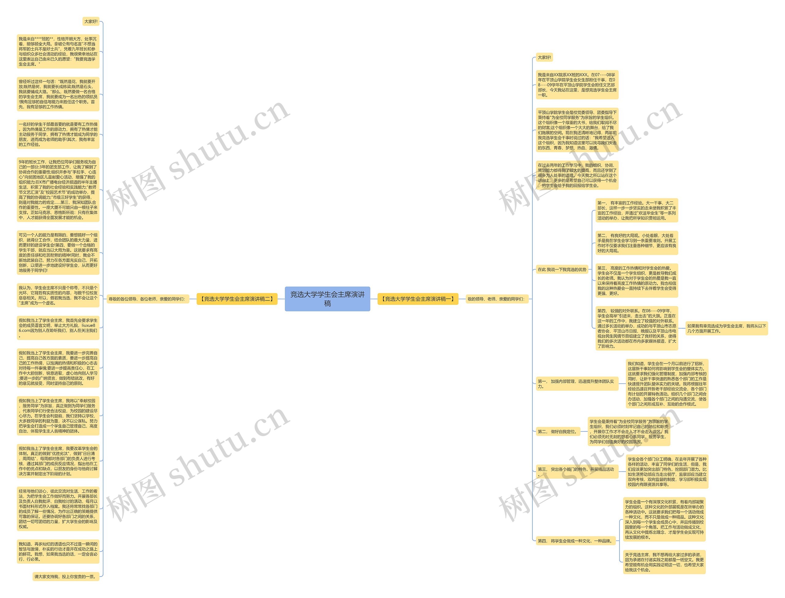 竞选大学学生会主席演讲稿思维导图