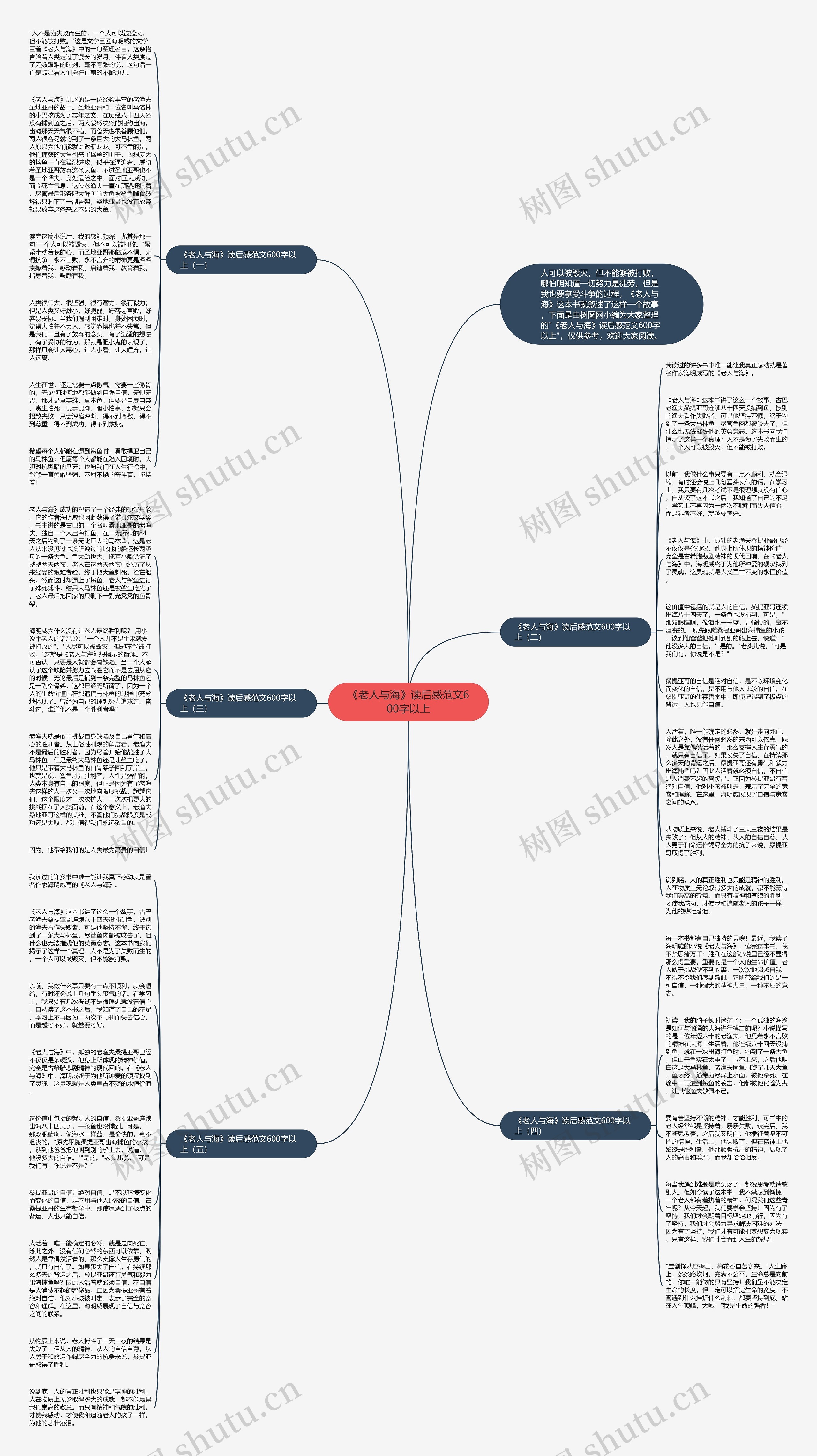 《老人与海》读后感范文600字以上思维导图