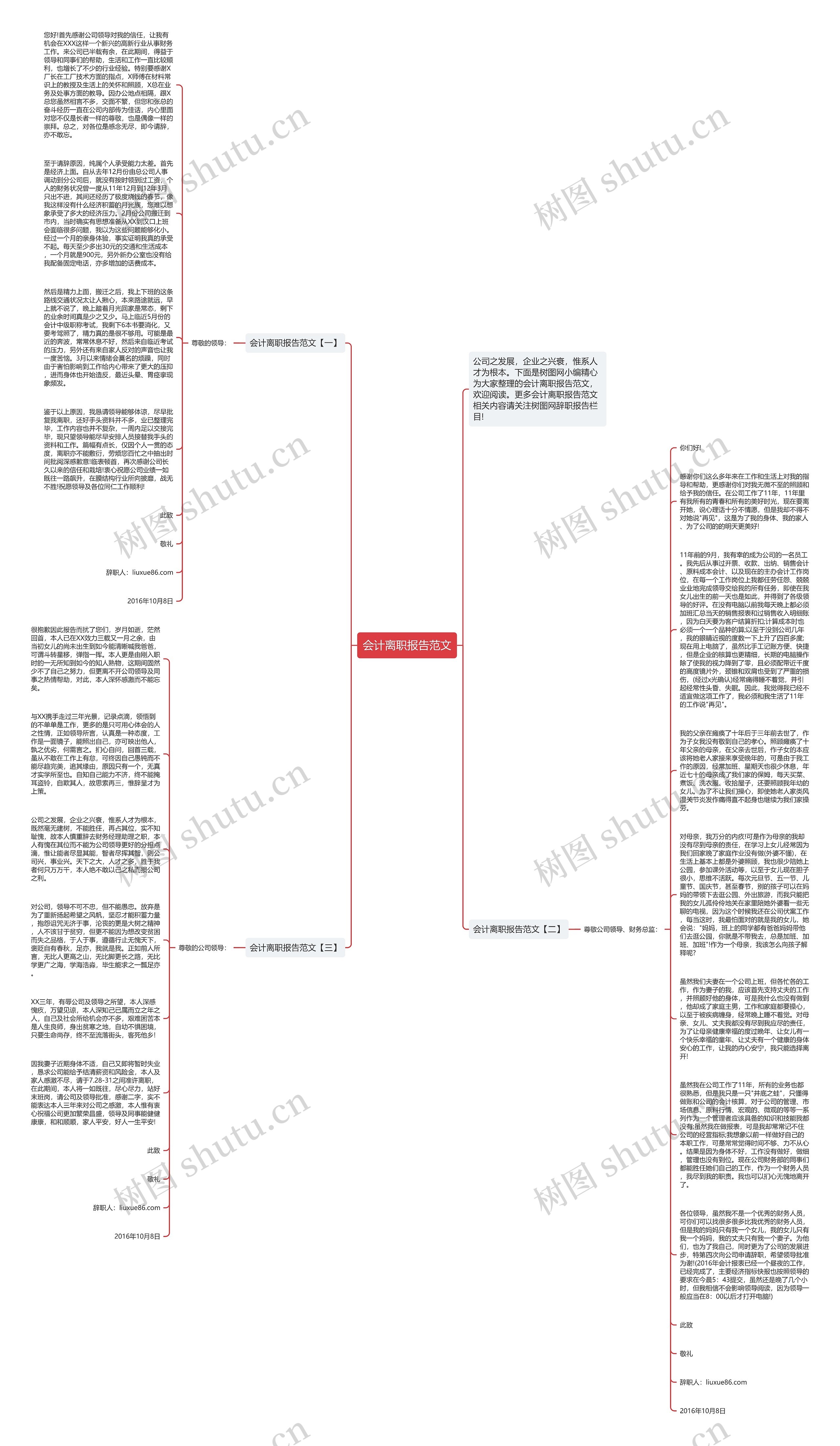 会计离职报告范文思维导图