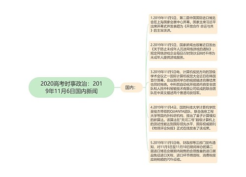 2020高考时事政治：2019年11月6日国内新闻