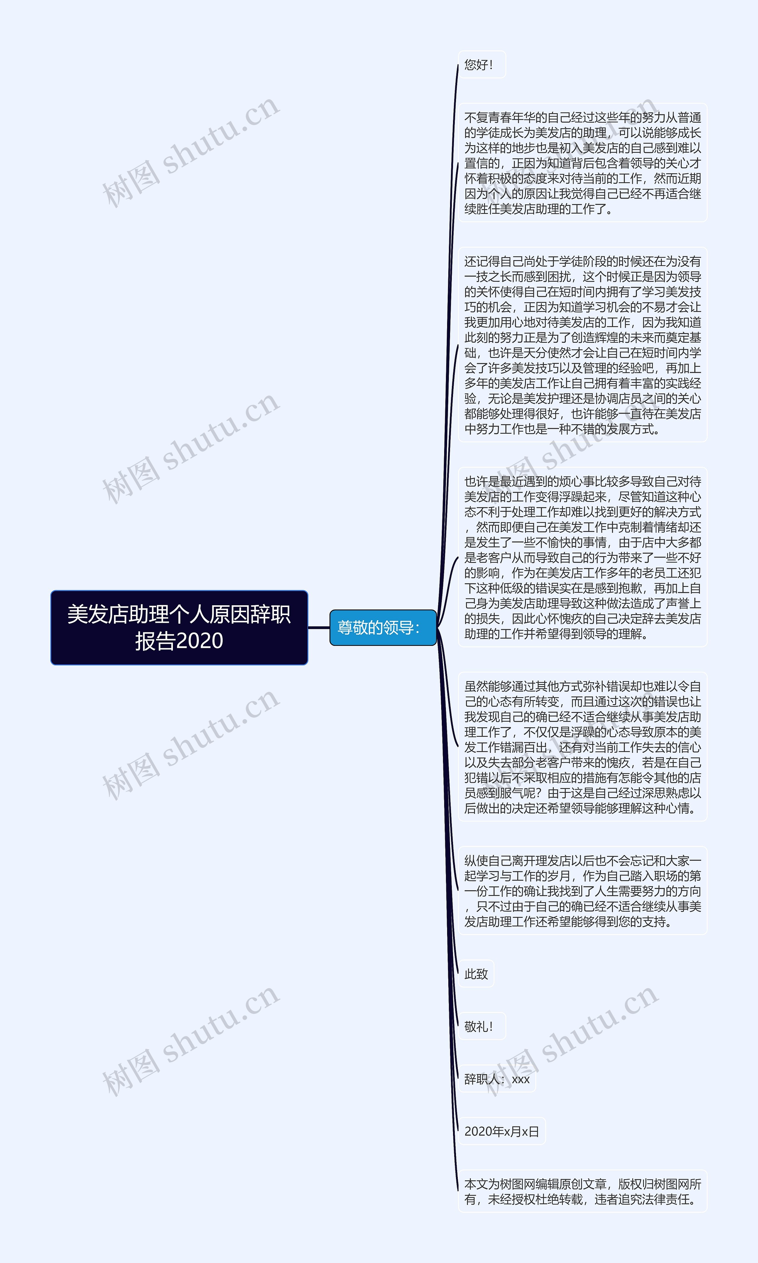 美发店助理个人原因辞职报告2020