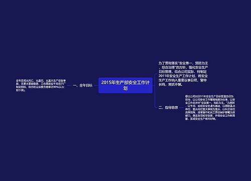 2015年生产部安全工作计划