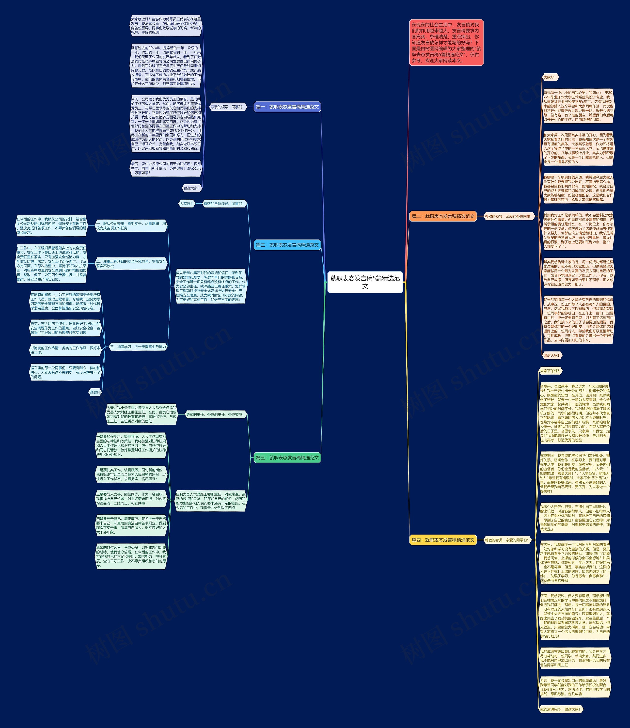 就职表态发言稿5篇精选范文思维导图