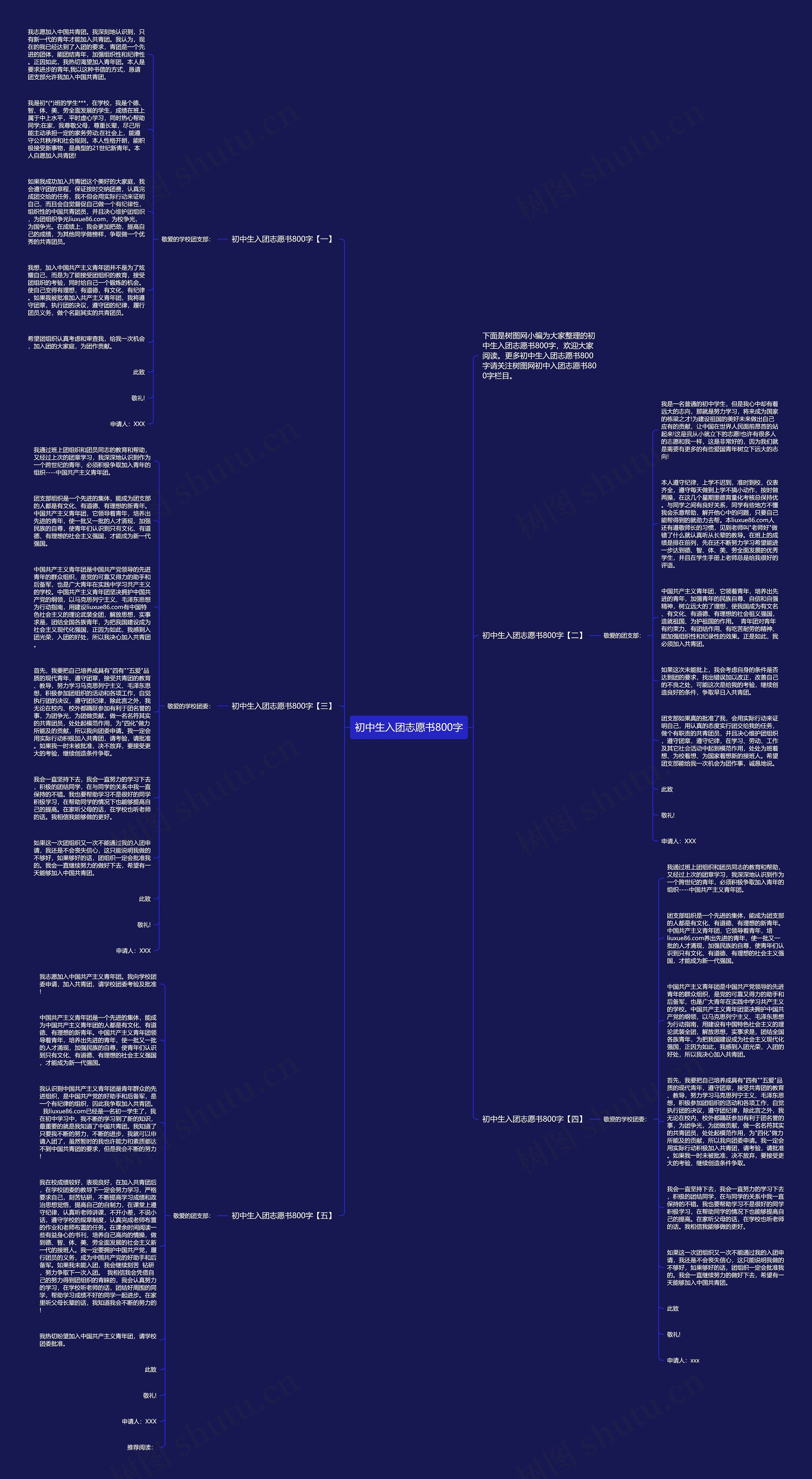 初中生入团志愿书800字思维导图