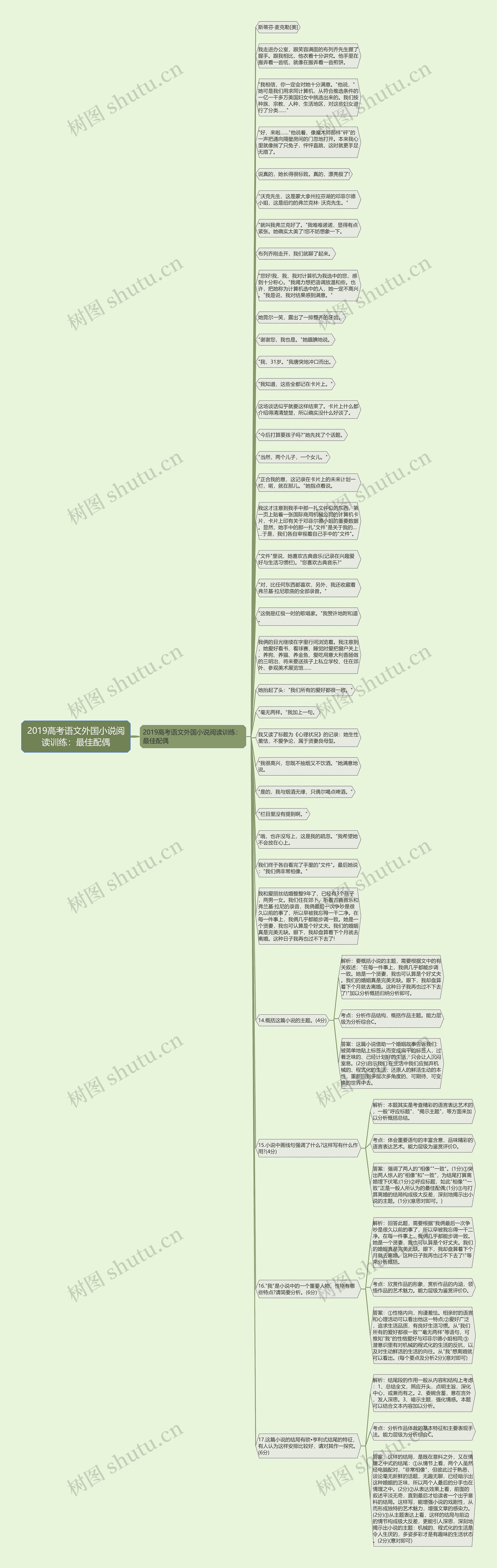 2019高考语文外国小说阅读训练：最佳配偶思维导图