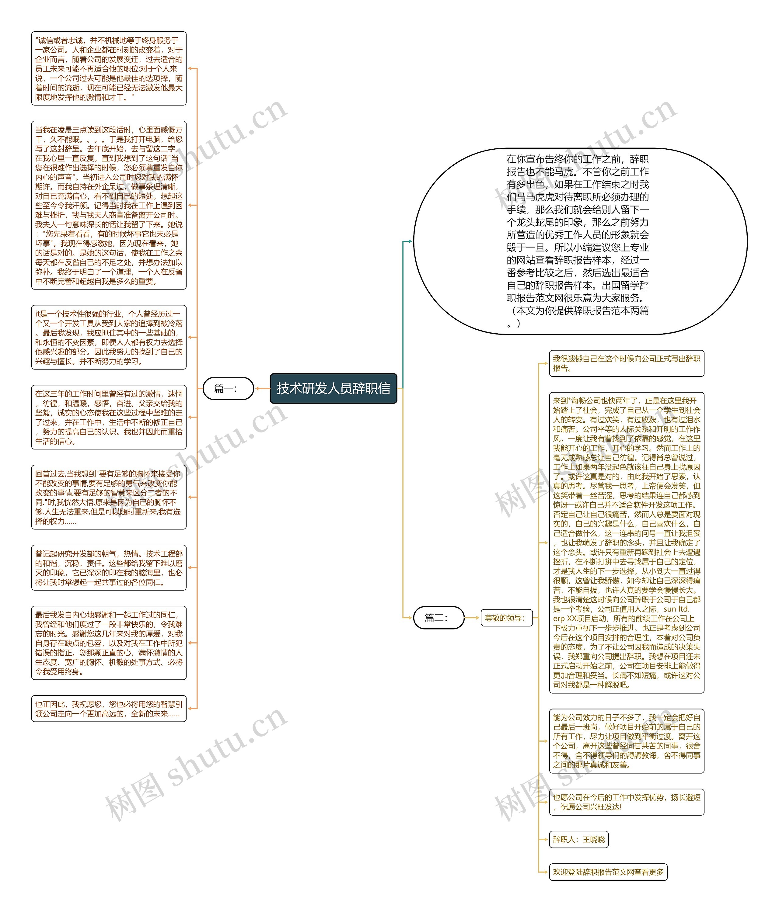 技术研发人员辞职信思维导图