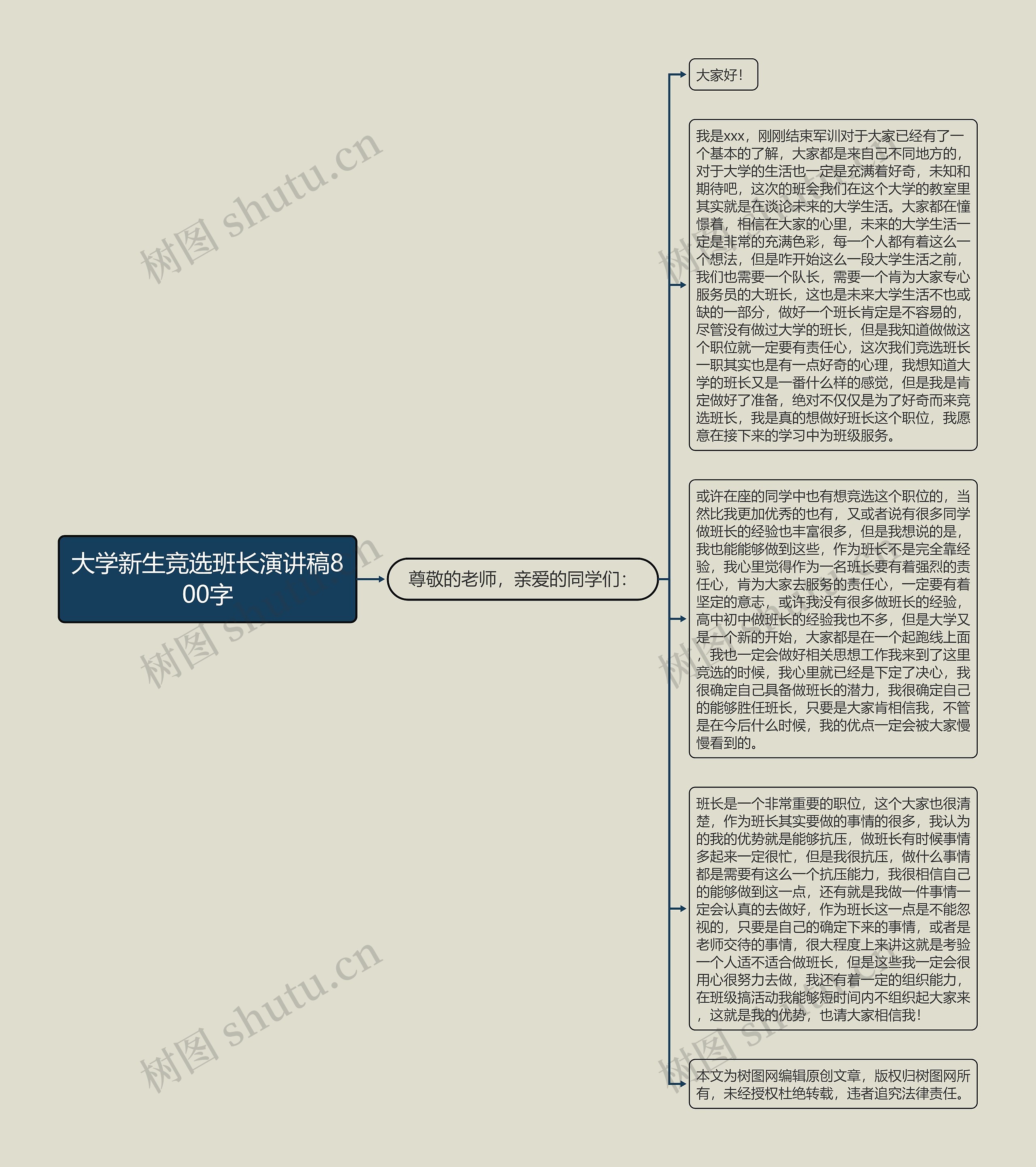 大学新生竞选班长演讲稿800字思维导图