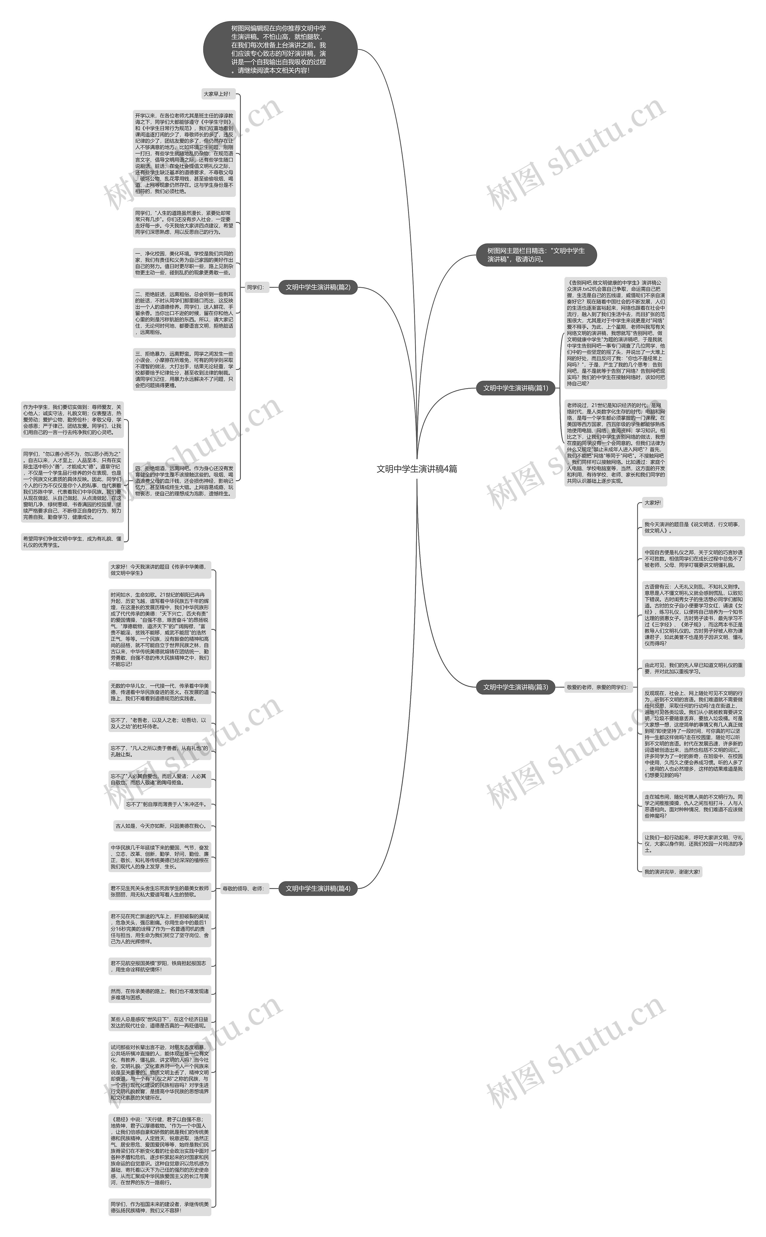 文明中学生演讲稿4篇思维导图
