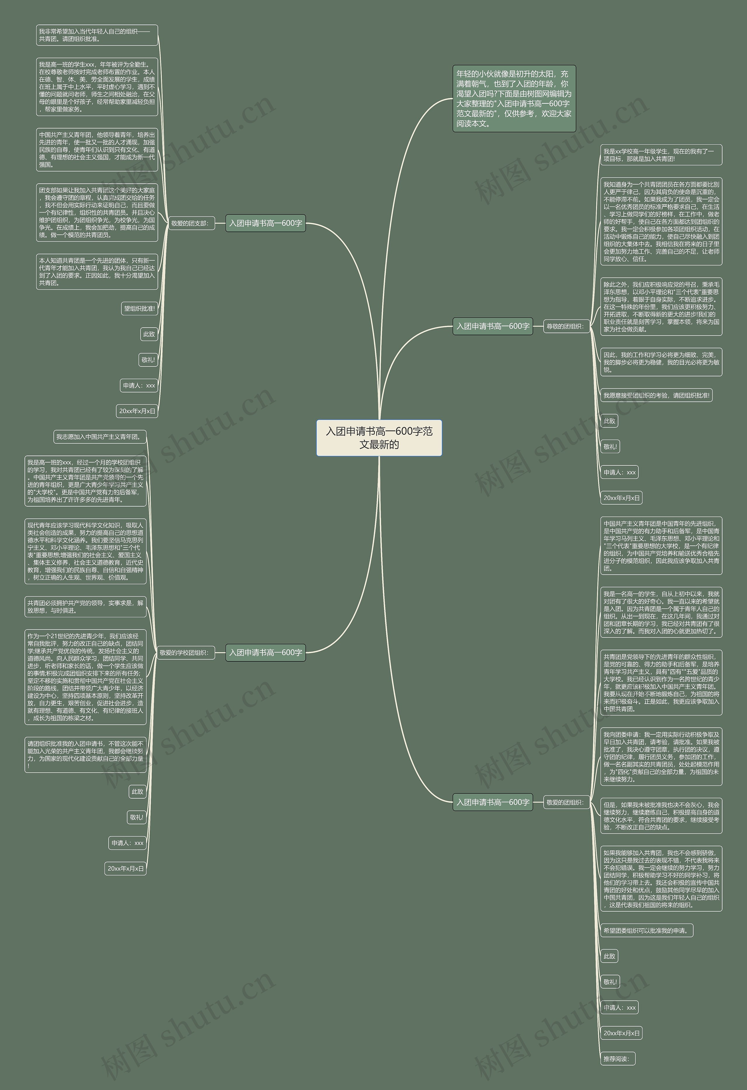 入团申请书高一600字范文最新的思维导图