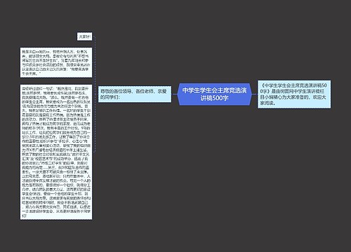 中学生学生会主席竞选演讲稿500字