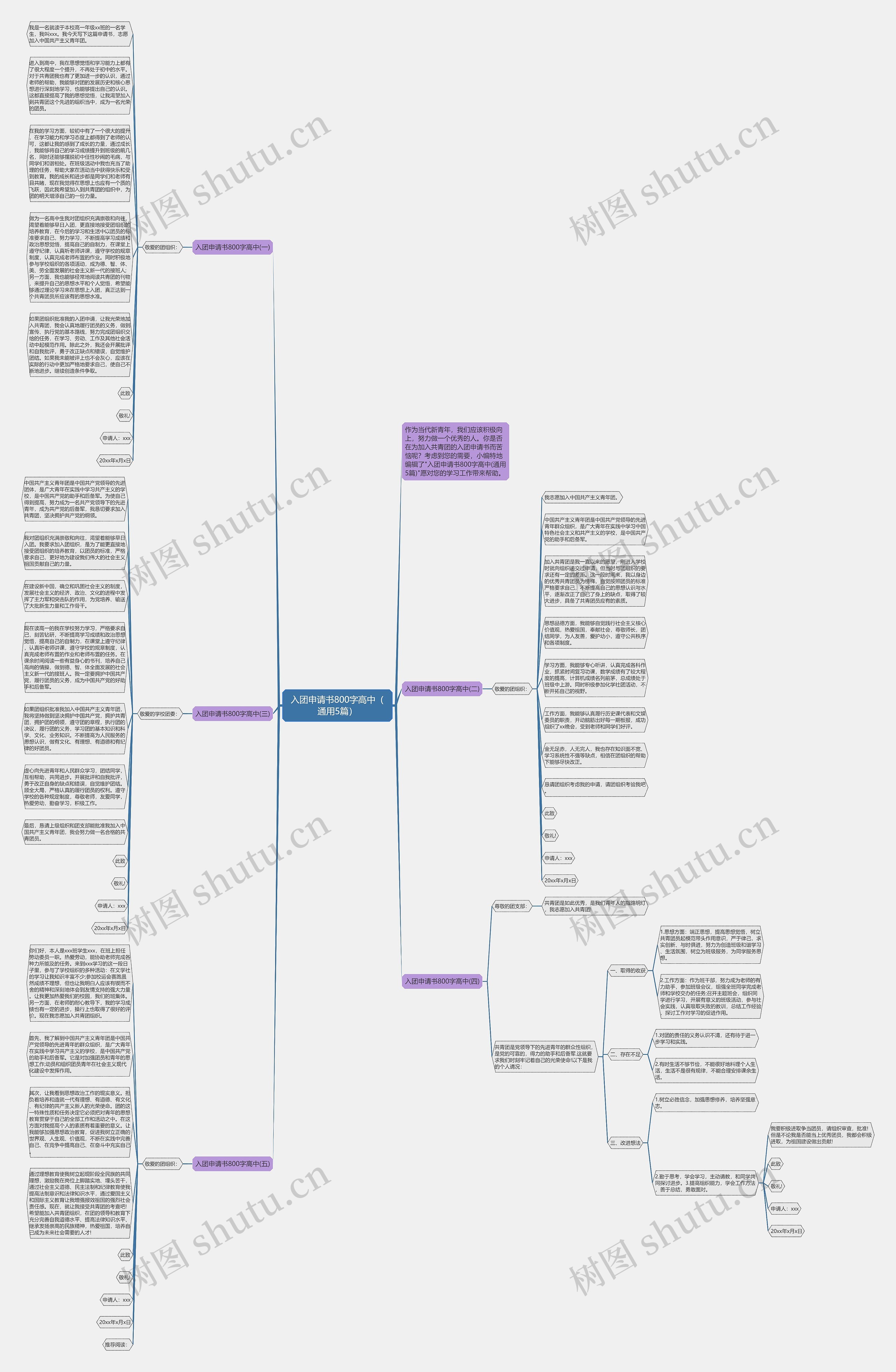 入团申请书800字高中（通用5篇）思维导图