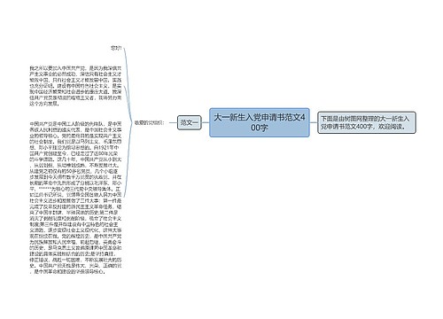 大一新生入党申请书范文400字