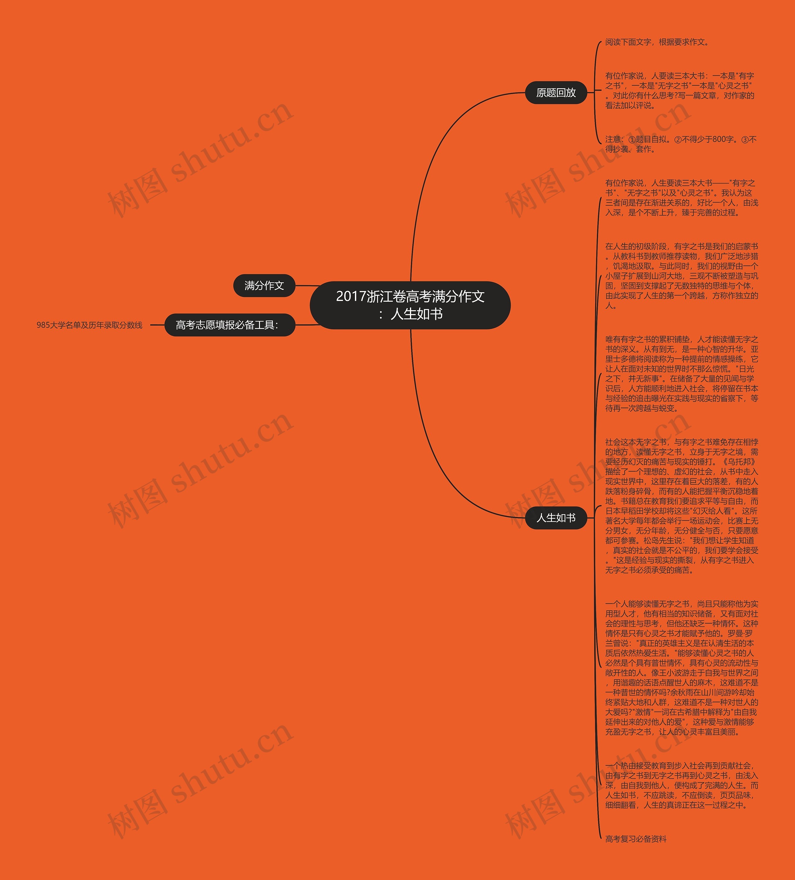 2017浙江卷高考满分作文：人生如书思维导图