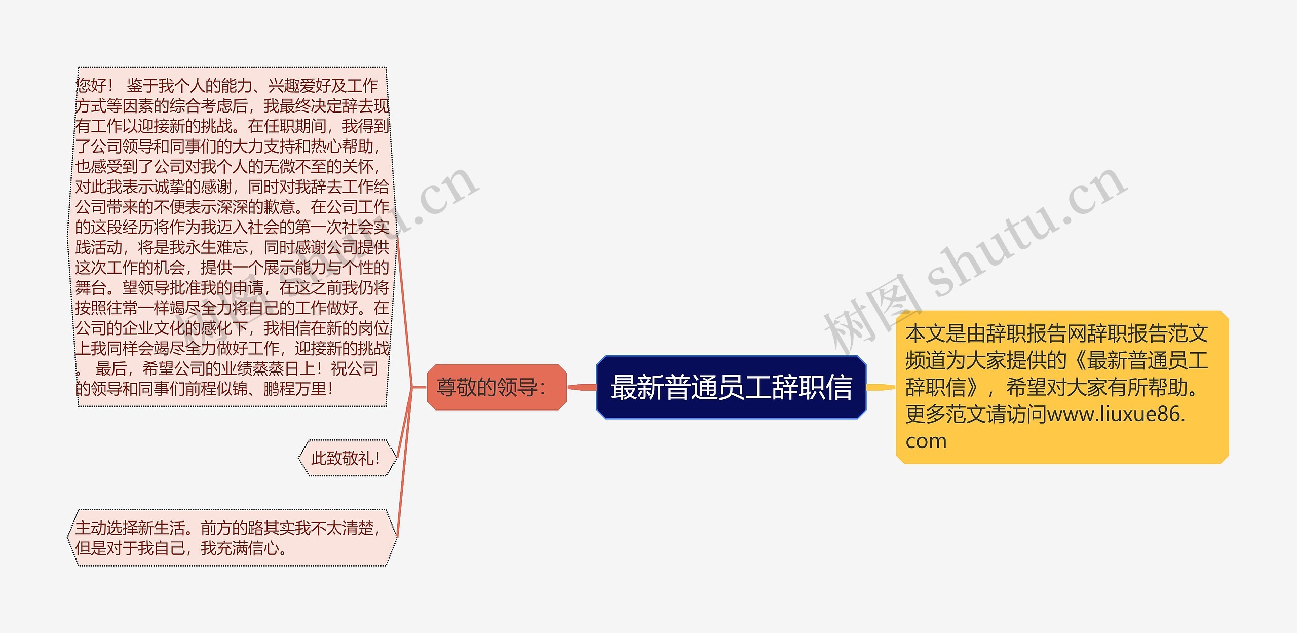 最新普通员工辞职信思维导图