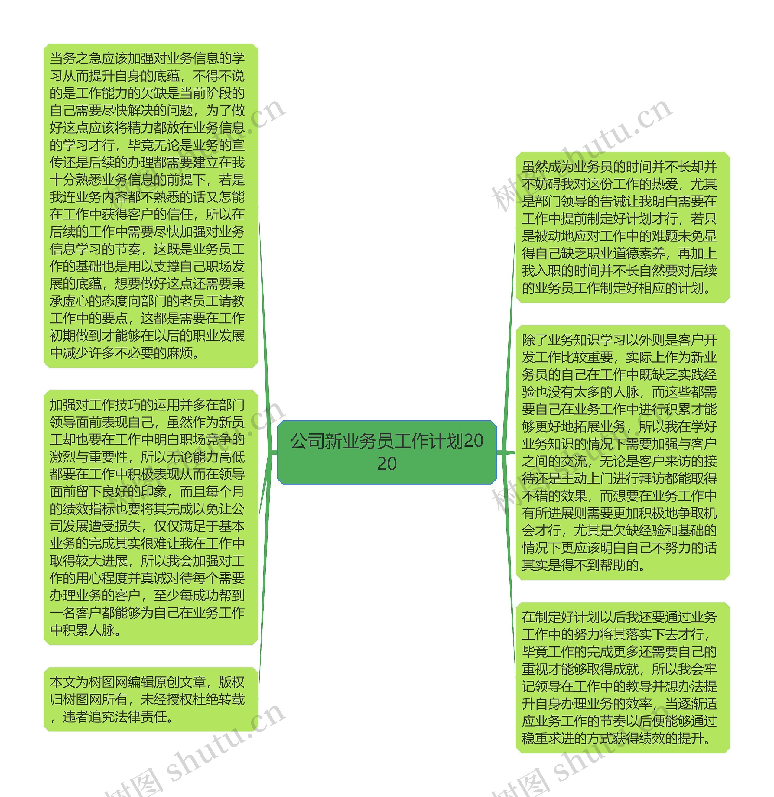 公司新业务员工作计划2020思维导图