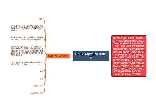 2013新版单位上简单辞职信