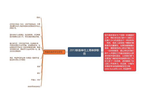 2013新版单位上简单辞职信