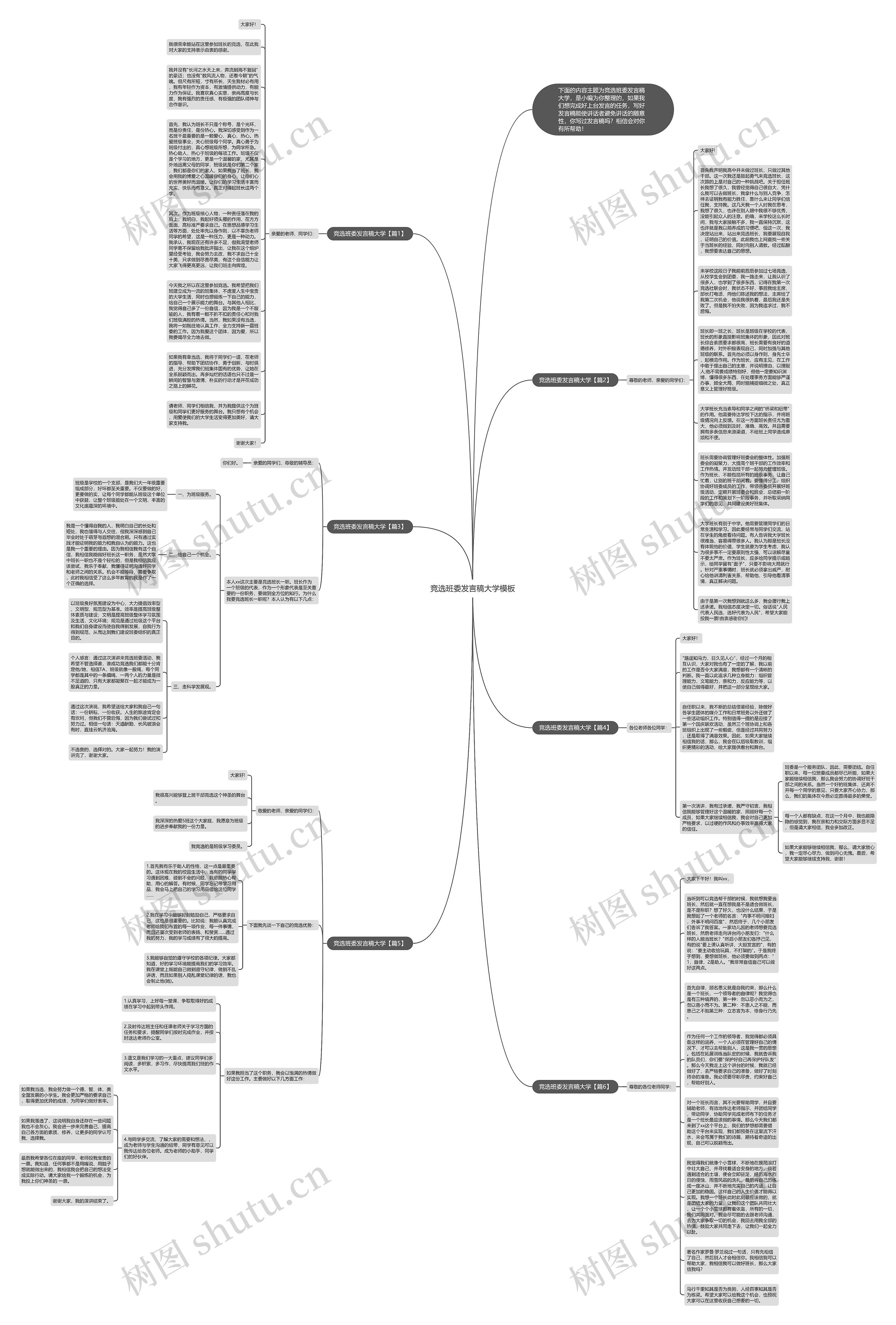 竞选班委发言稿大学思维导图