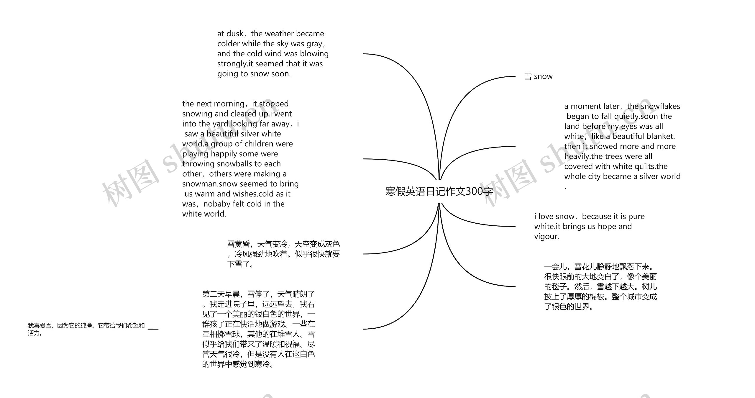 寒假英语日记作文300字思维导图