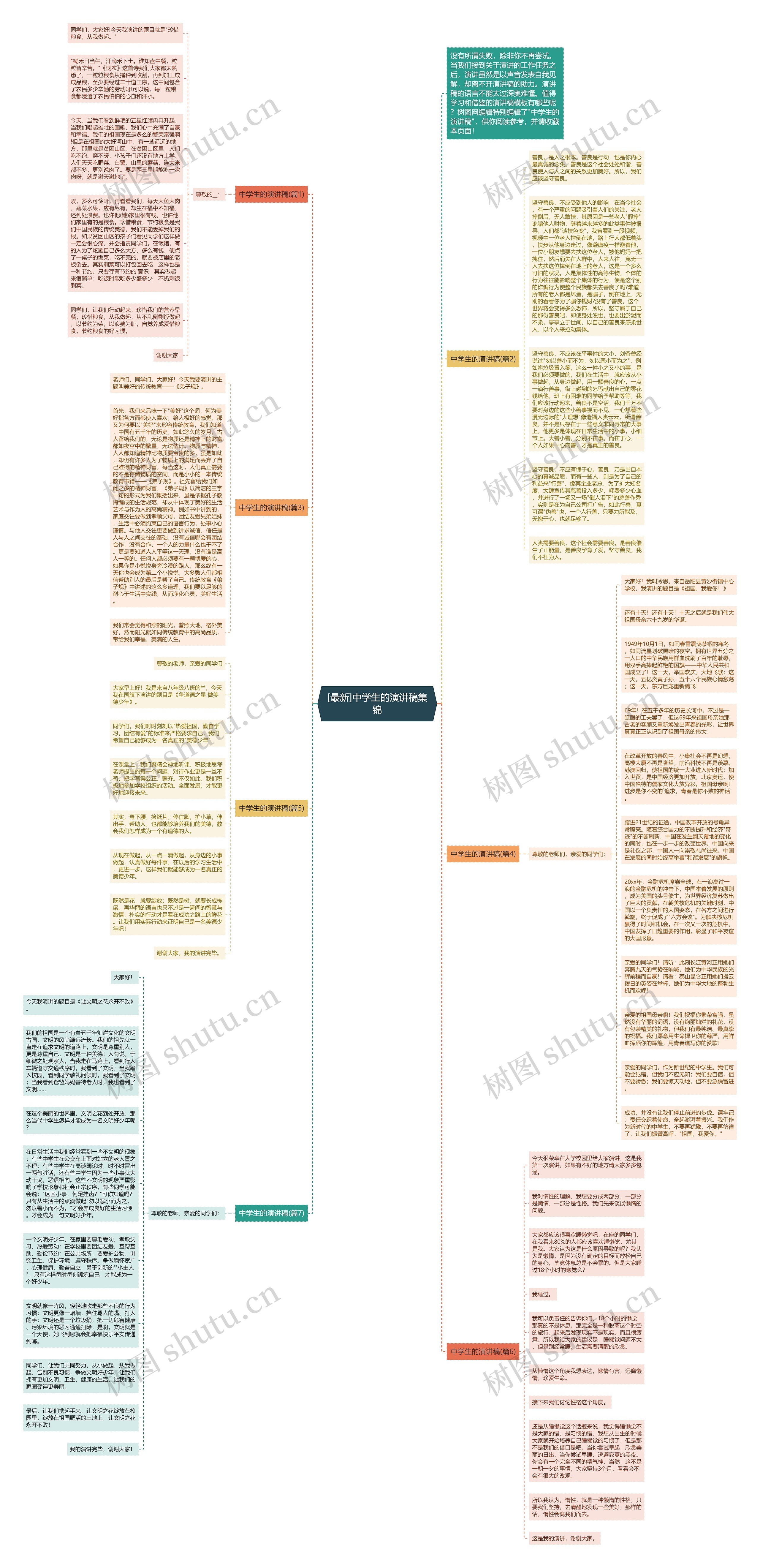 [最新]中学生的演讲稿集锦思维导图