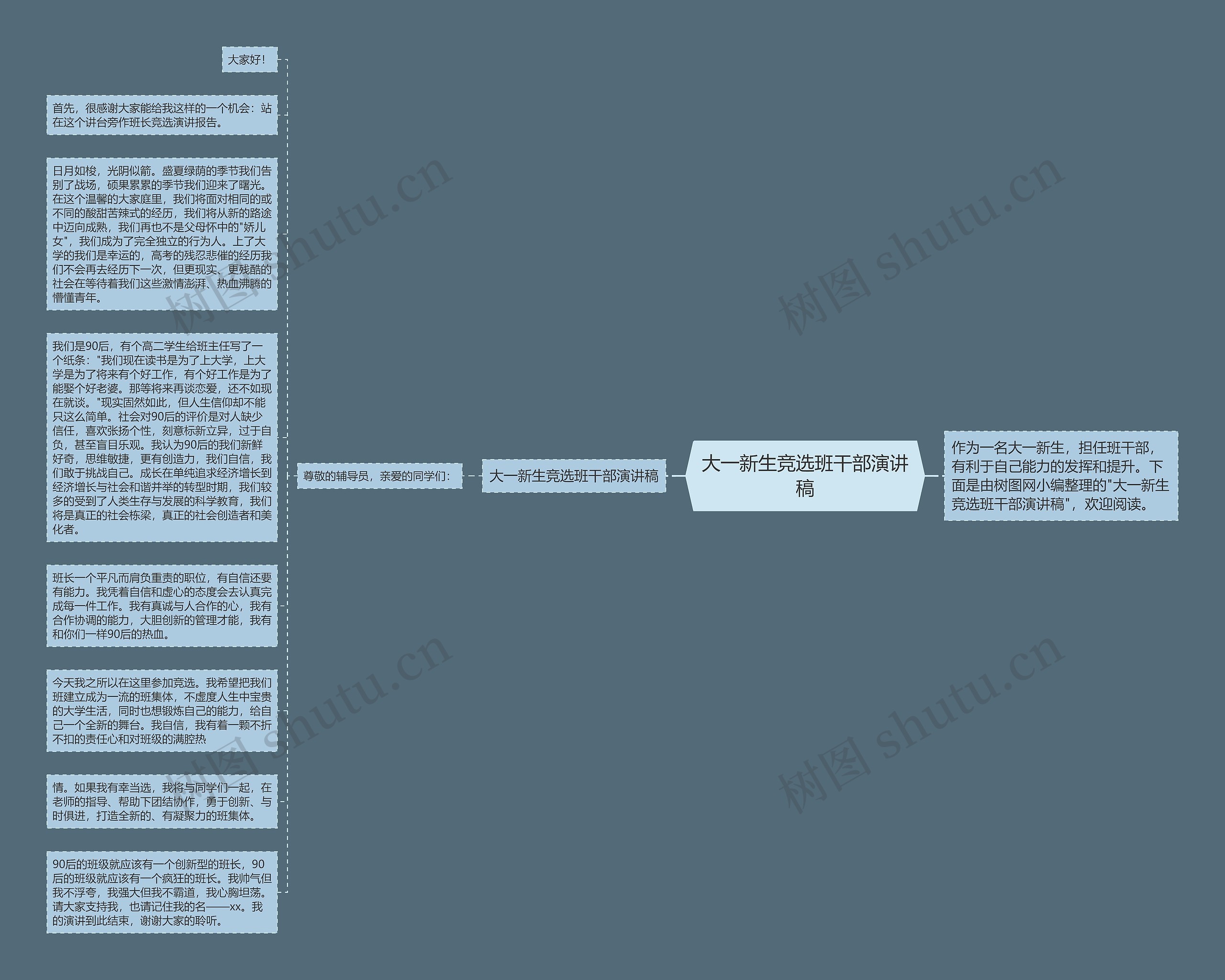 大一新生竞选班干部演讲稿思维导图