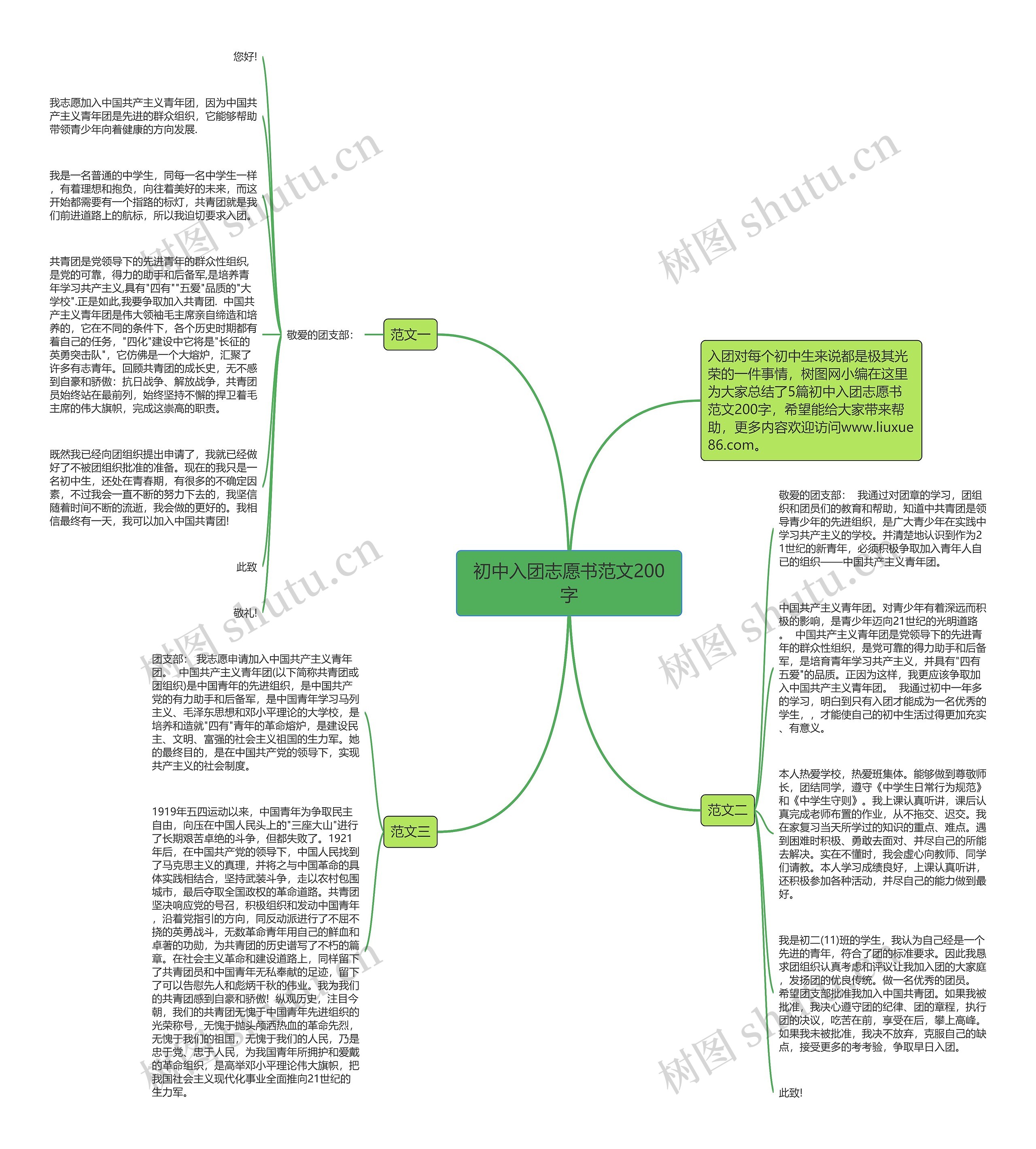 初中入团志愿书范文200字思维导图