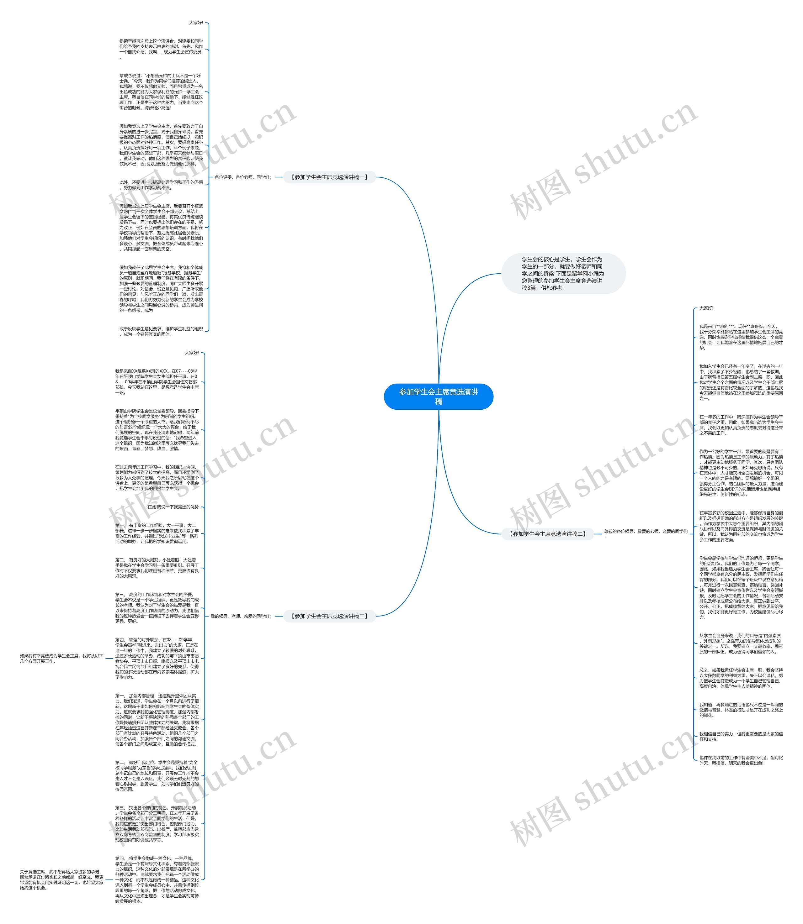 参加学生会主席竞选演讲稿思维导图