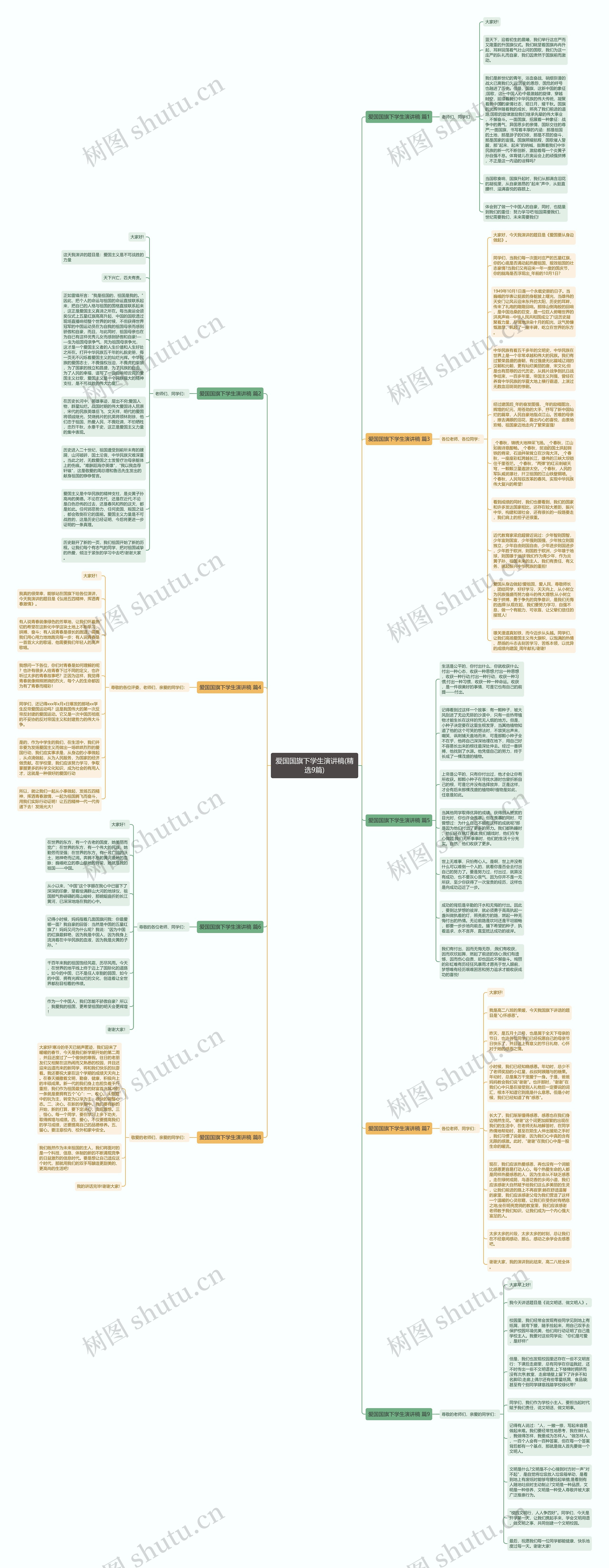 爱国国旗下学生演讲稿(精选9篇)思维导图