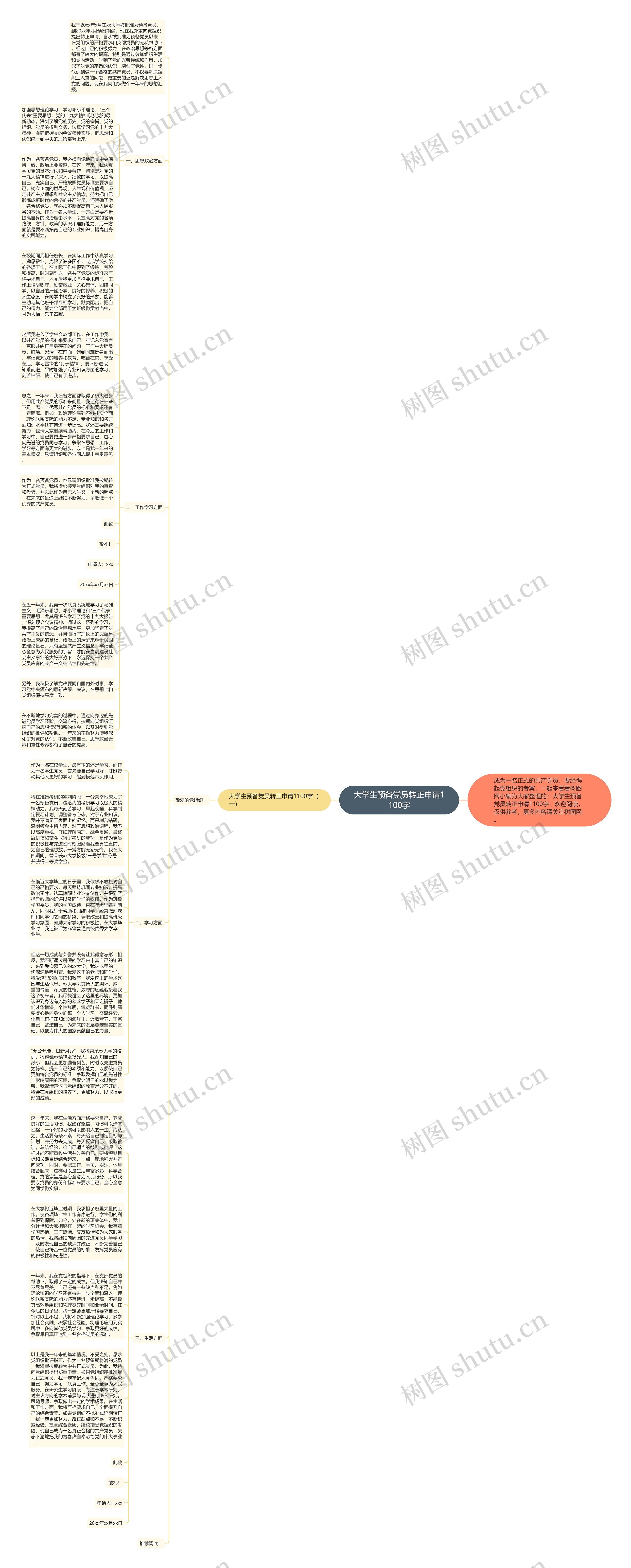 大学生预备党员转正申请1100字思维导图