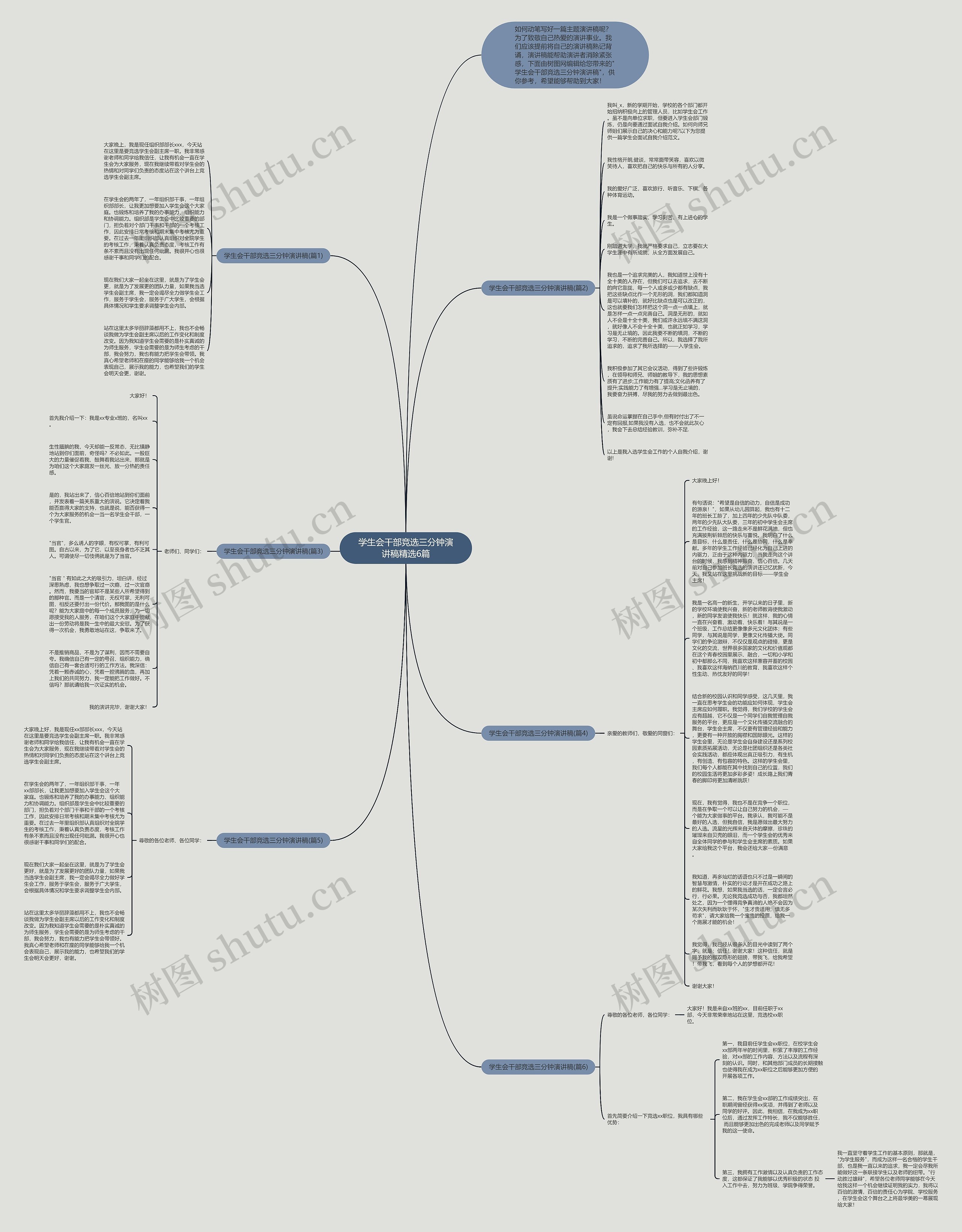 学生会干部竞选三分钟演讲稿精选6篇思维导图