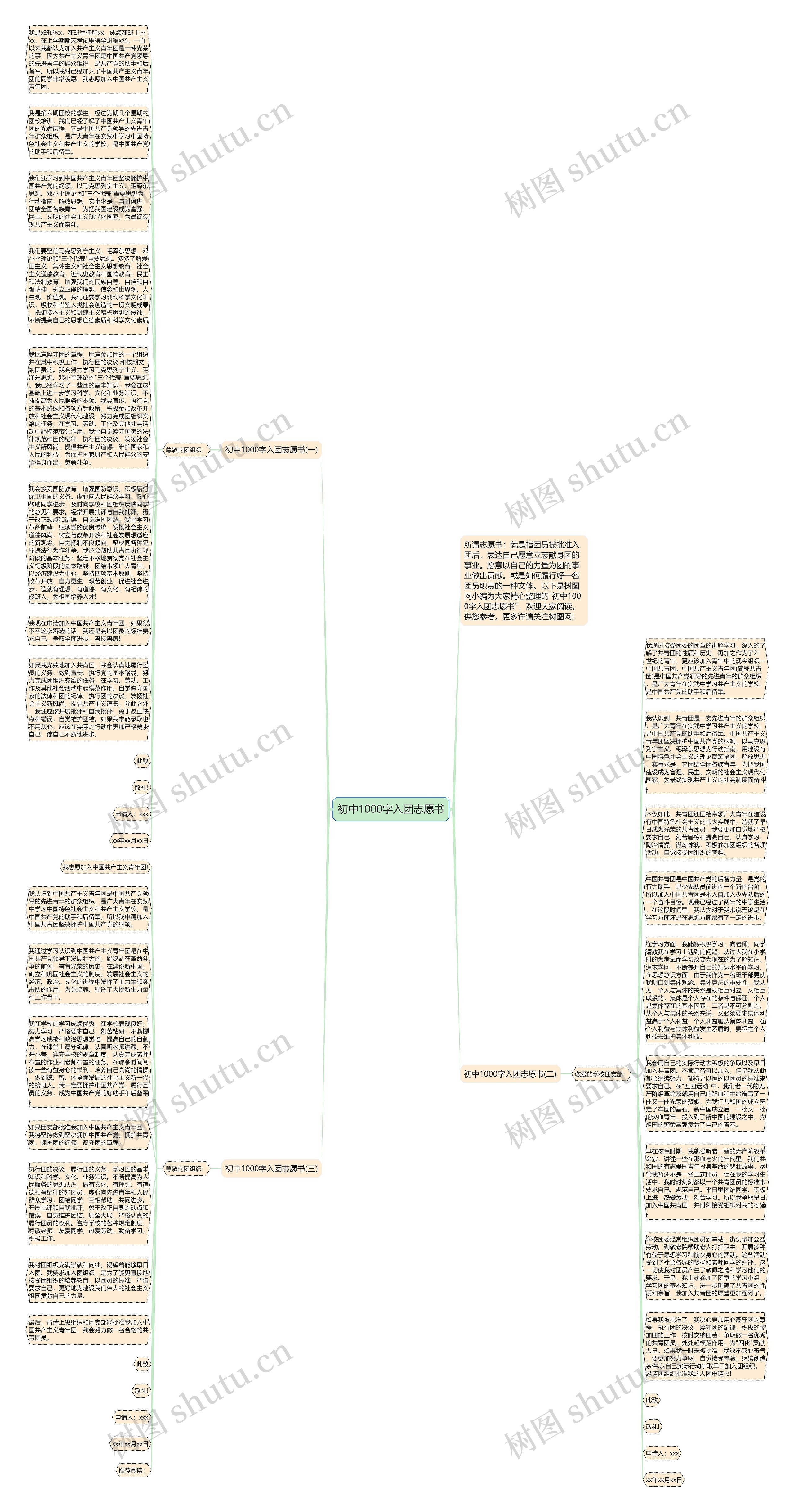 初中1000字入团志愿书思维导图