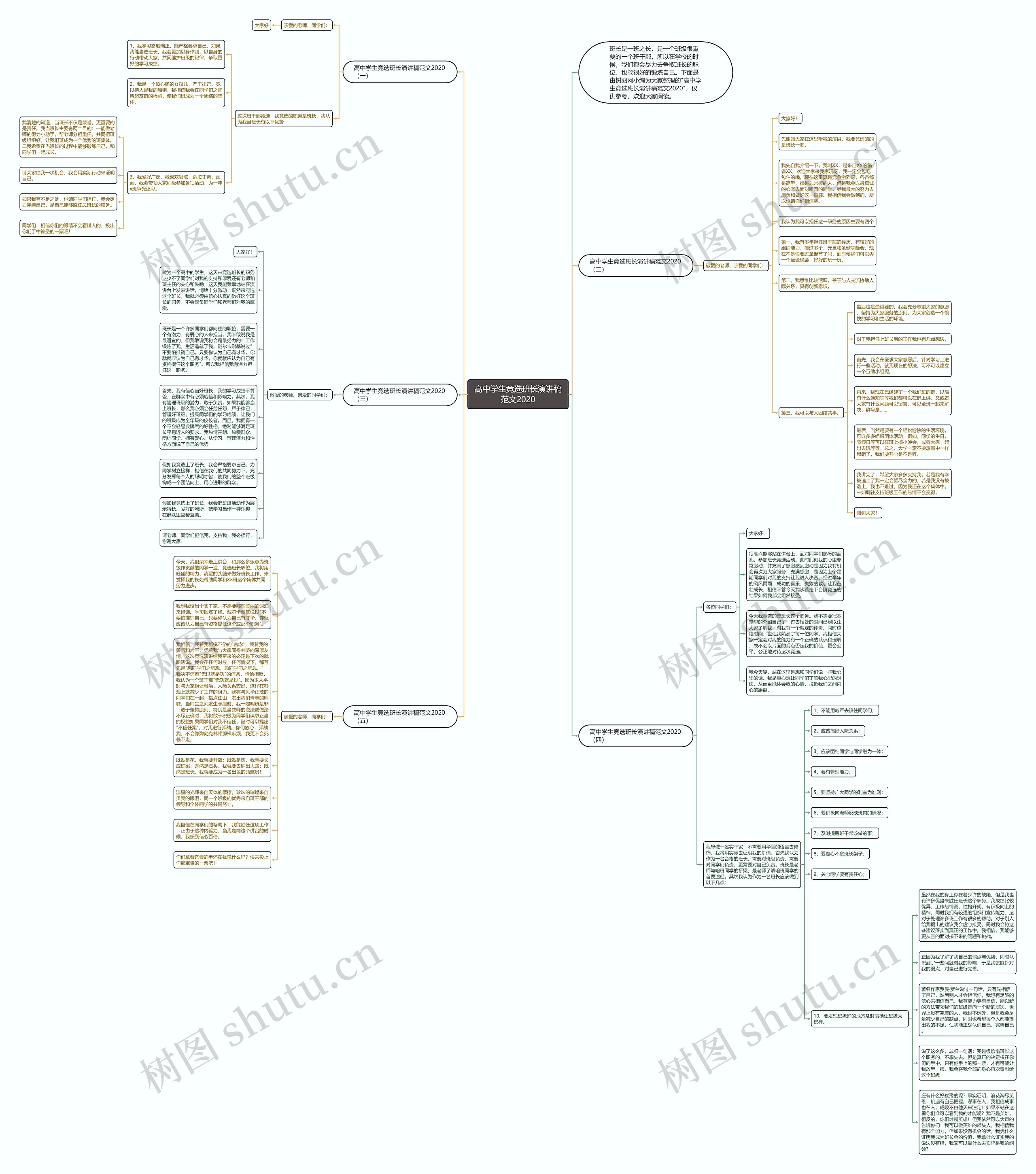 高中学生竞选班长演讲稿范文2020思维导图