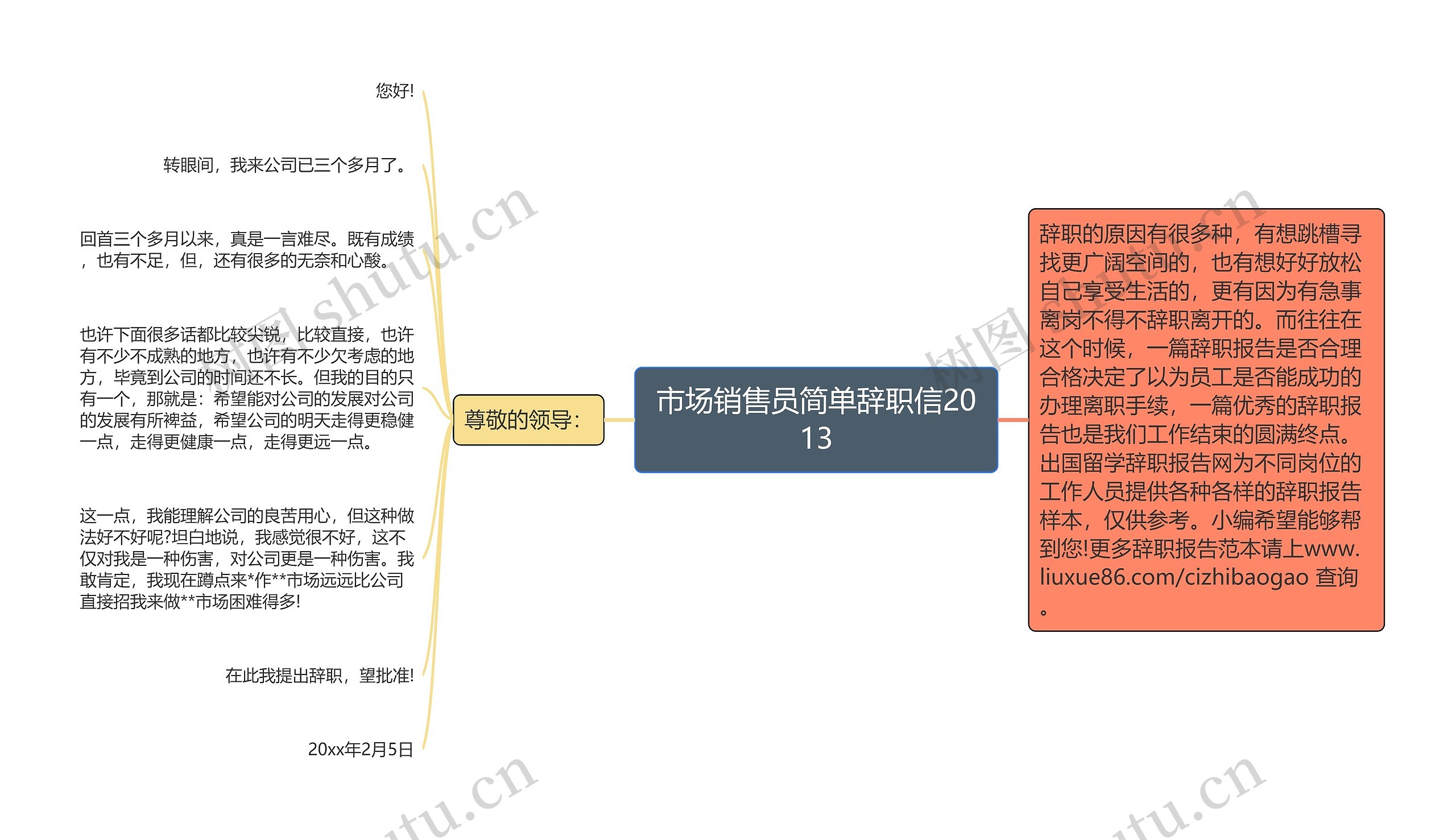 市场销售员简单辞职信2013思维导图