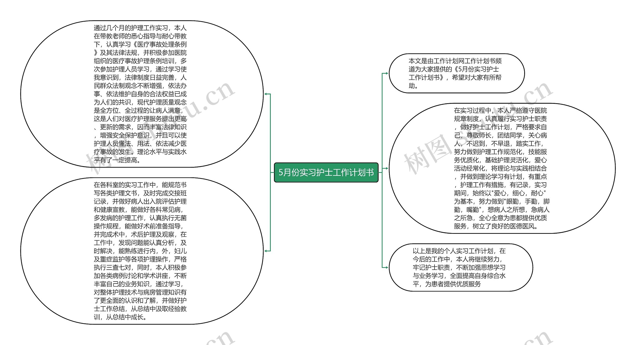 5月份实习护士工作计划书思维导图