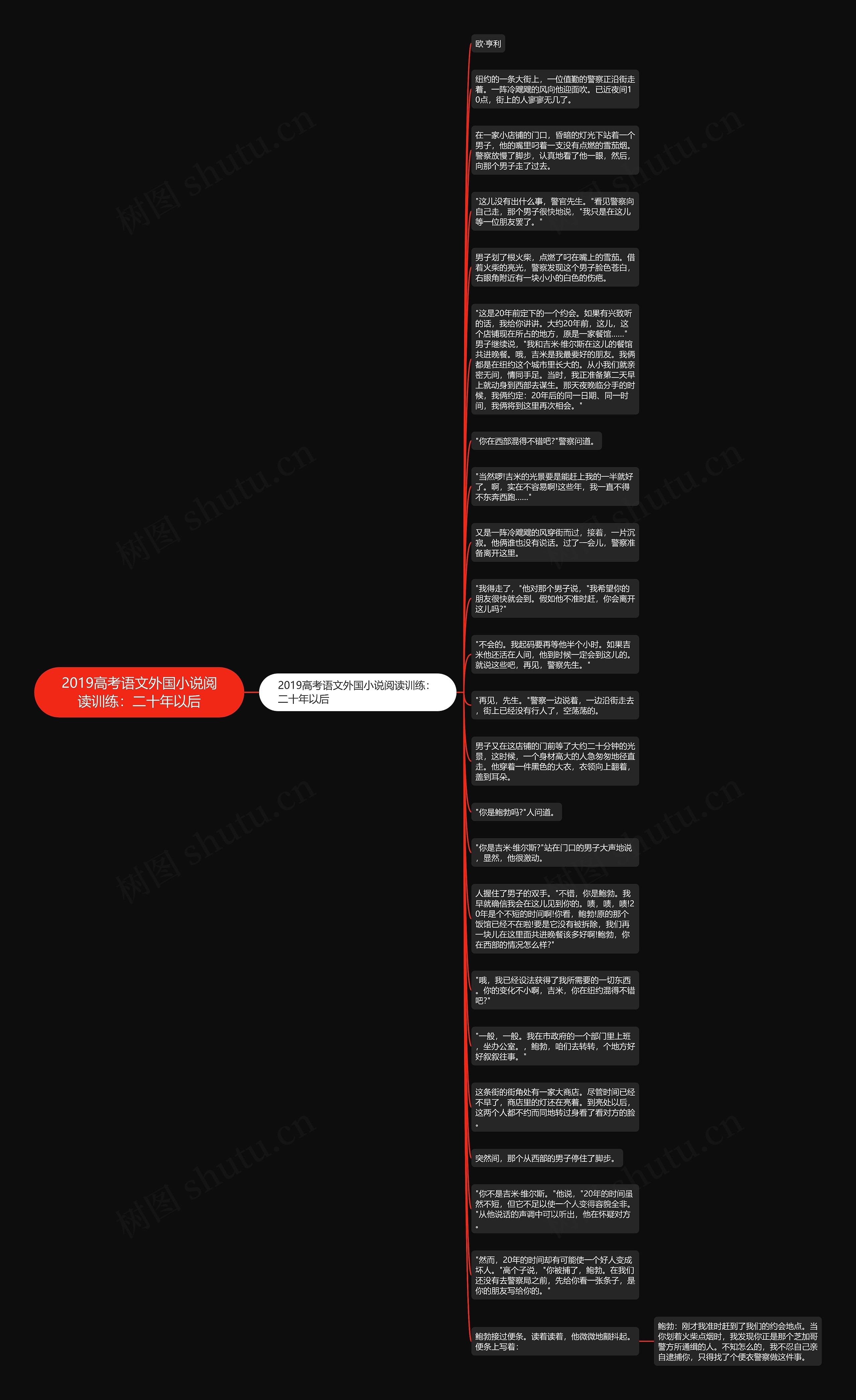 2019高考语文外国小说阅读训练：二十年以后思维导图