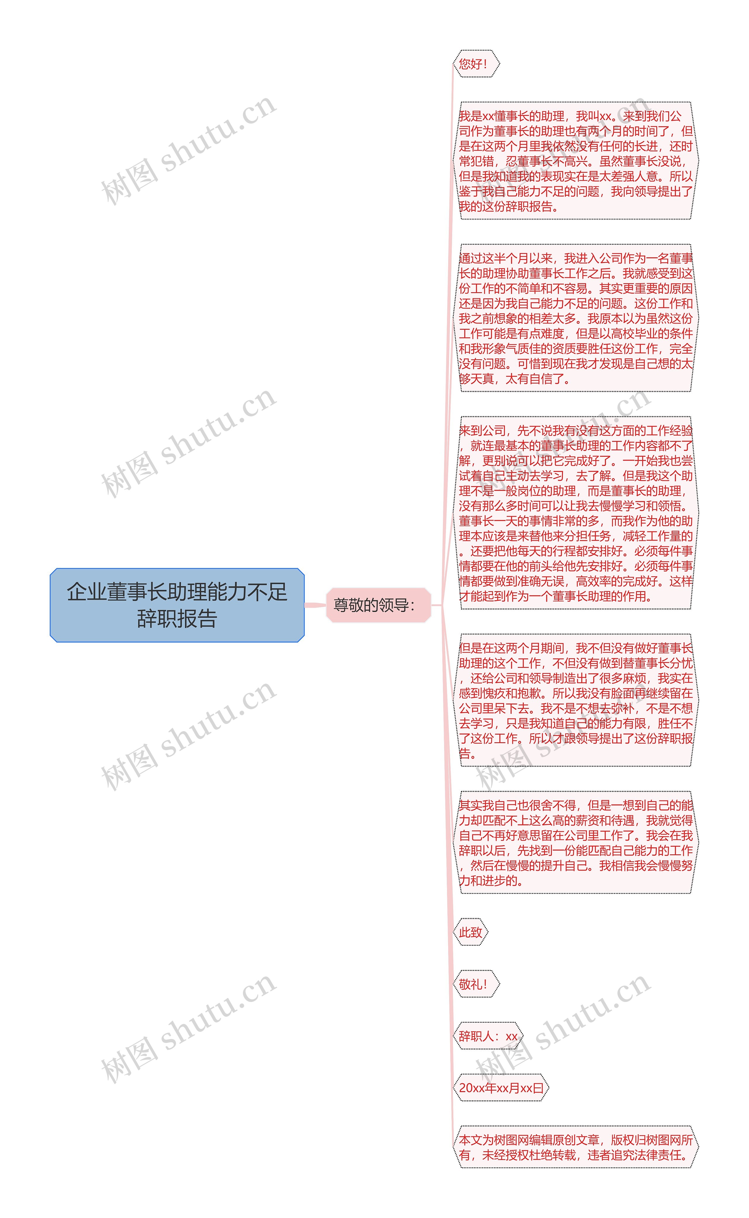 企业董事长助理能力不足辞职报告思维导图