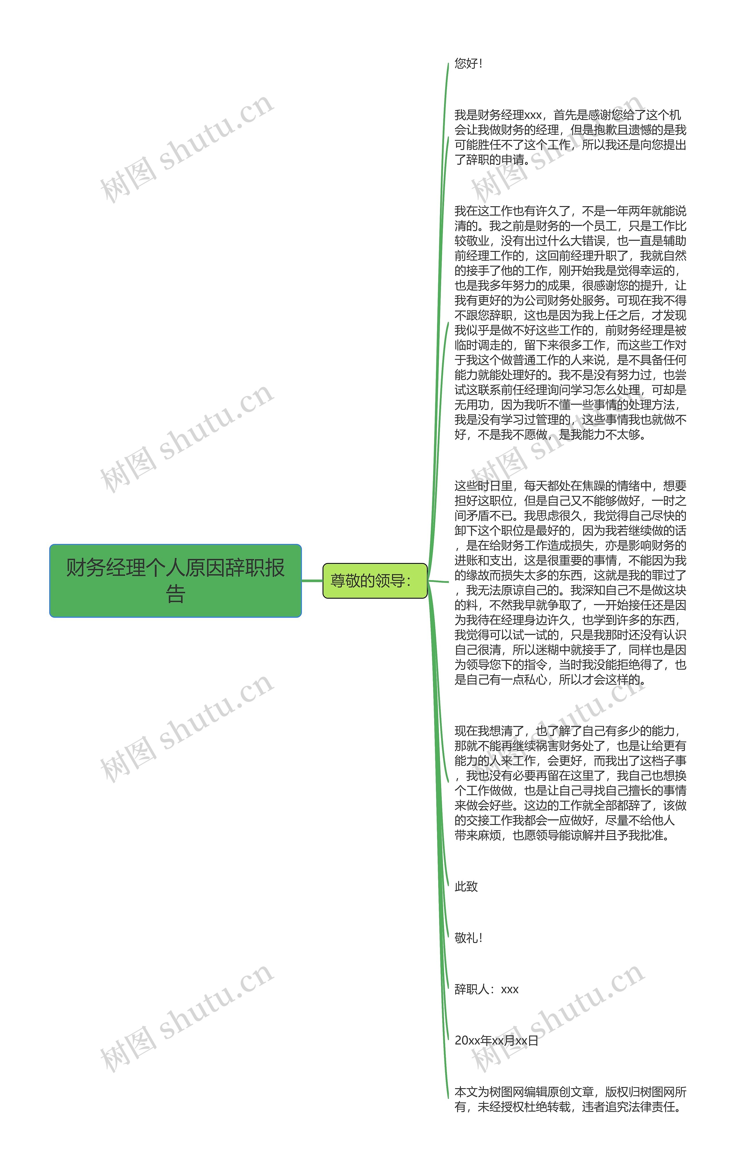 财务经理个人原因辞职报告思维导图