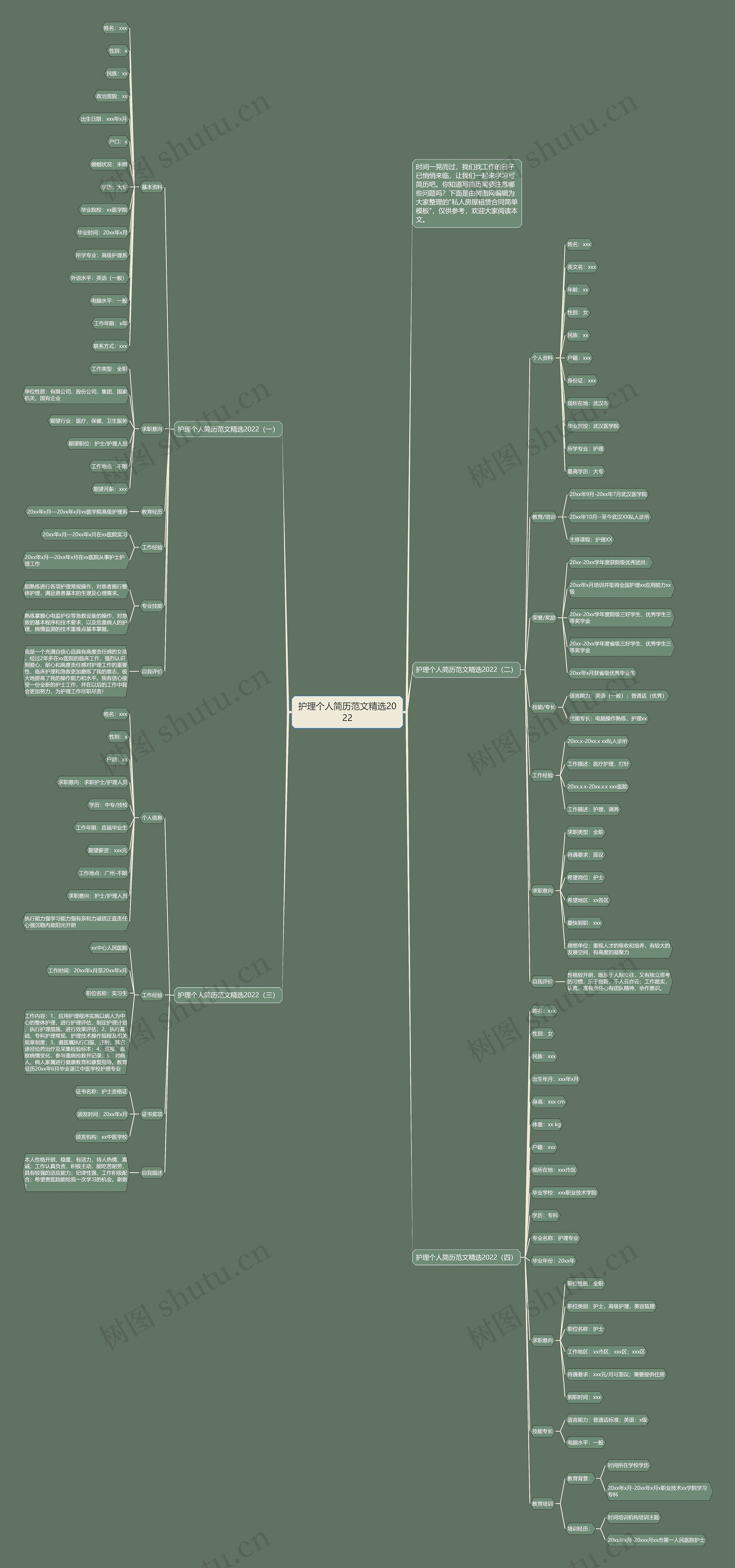 护理个人简历范文精选2022思维导图