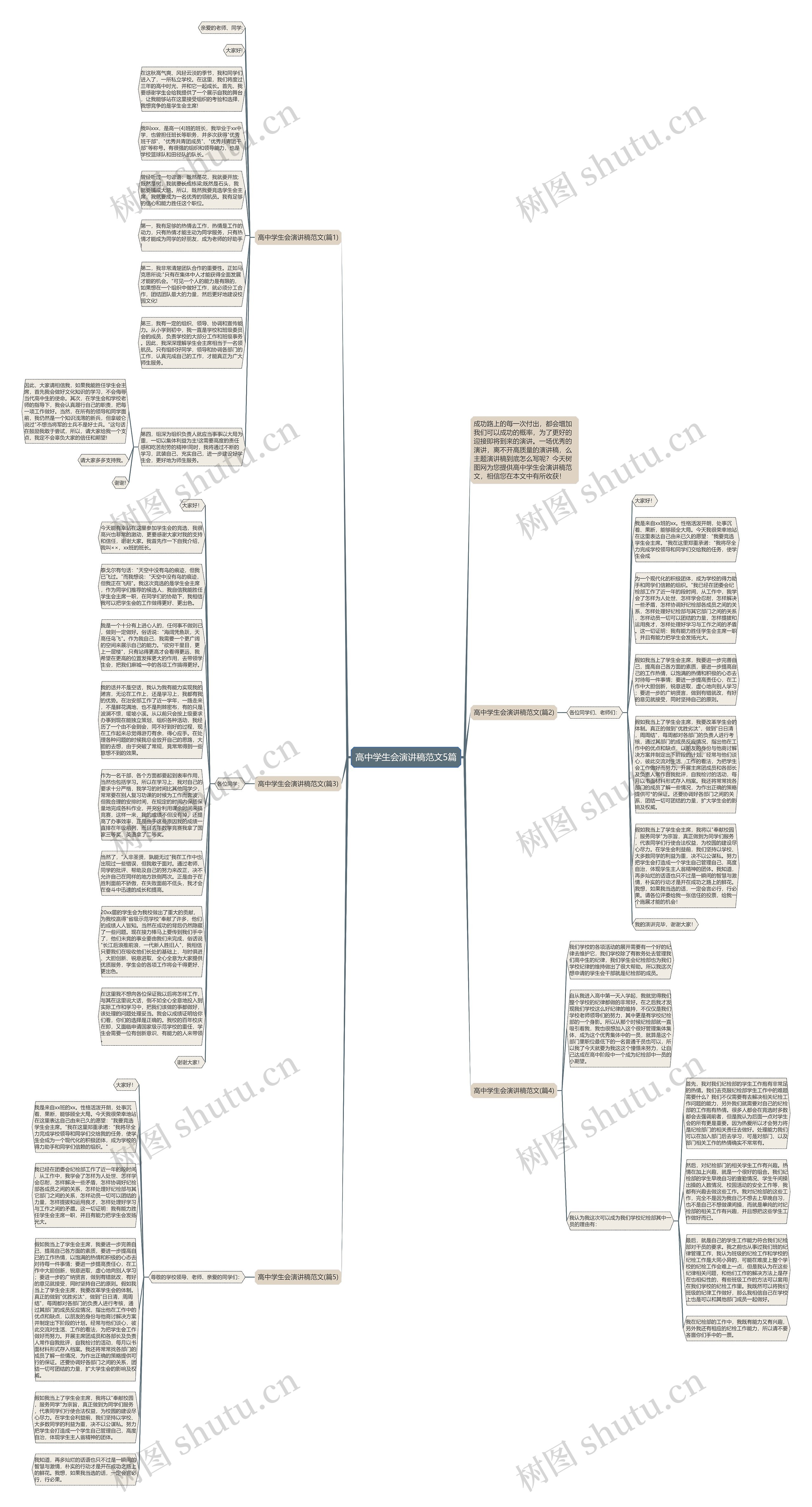高中学生会演讲稿范文5篇思维导图高清图 高中学生会演讲稿范文5篇思维导图