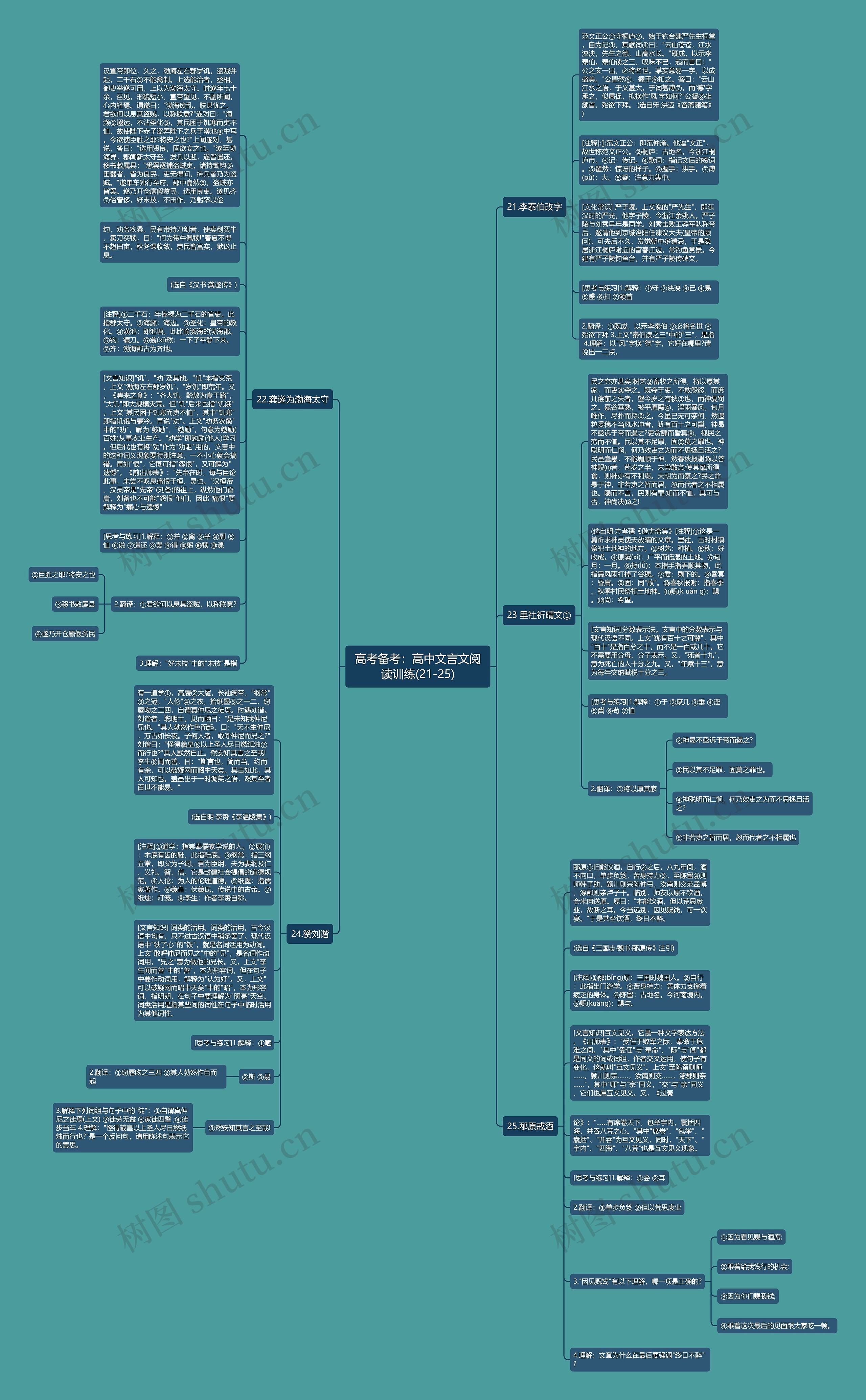 高考备考：高中文言文阅读训练(21-25)思维导图
