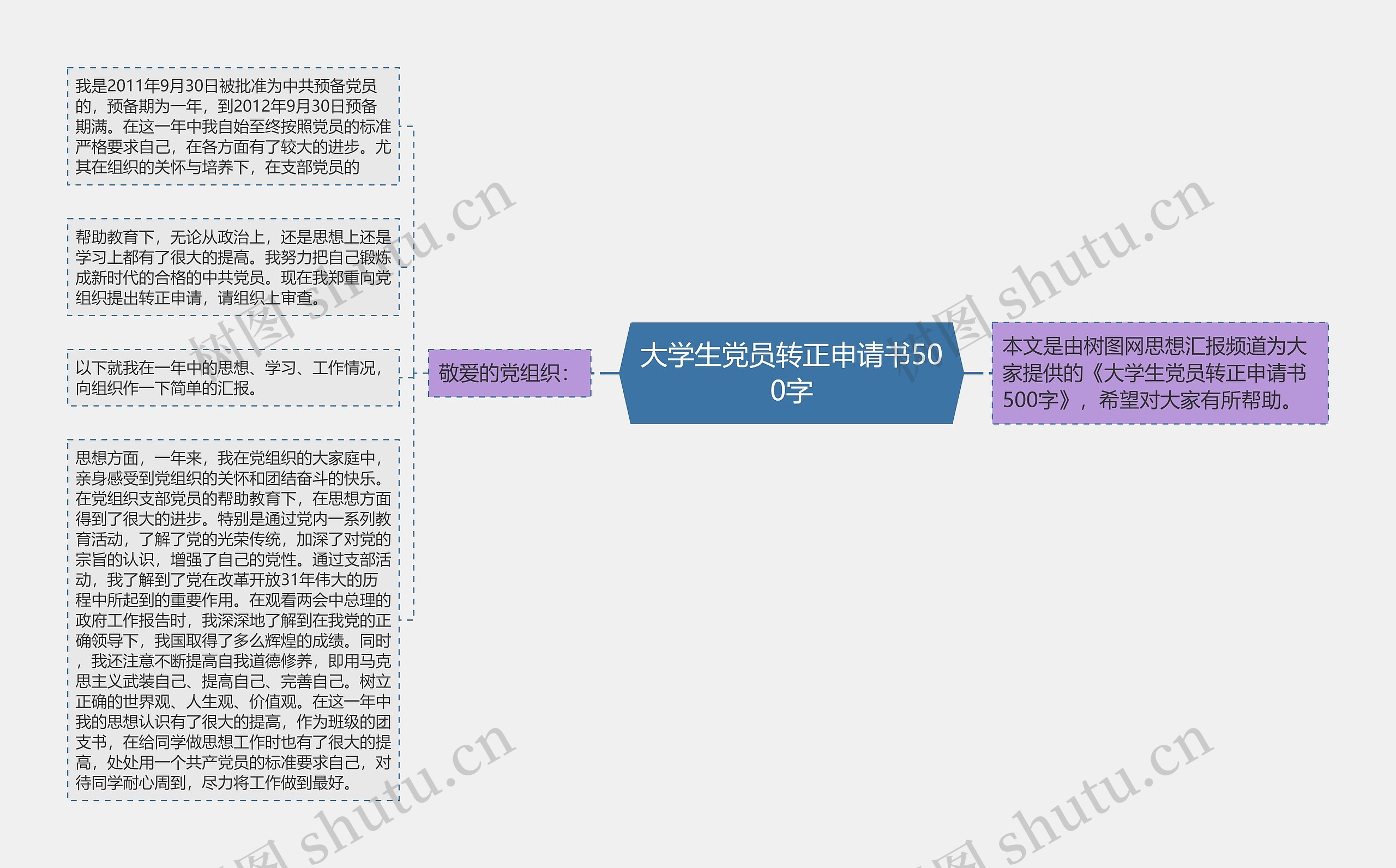 大学生党员转正申请书500字思维导图