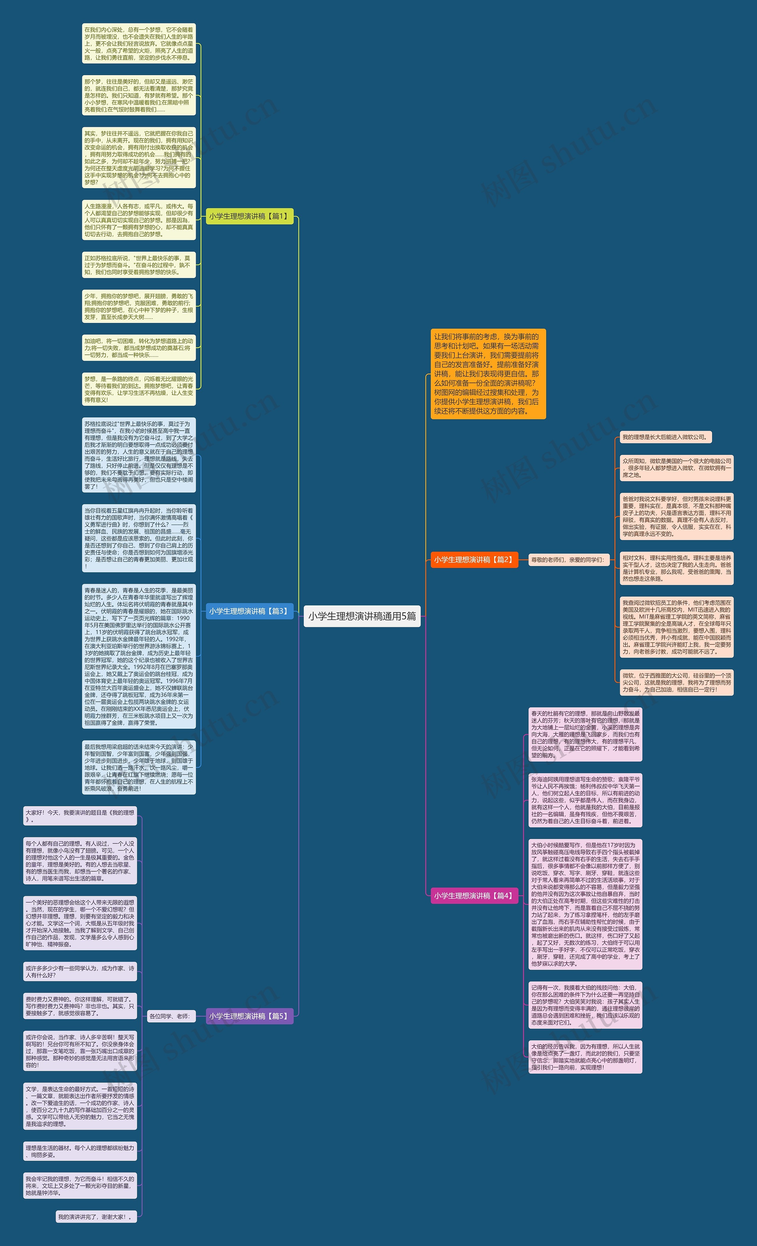 小学生理想演讲稿通用5篇思维导图