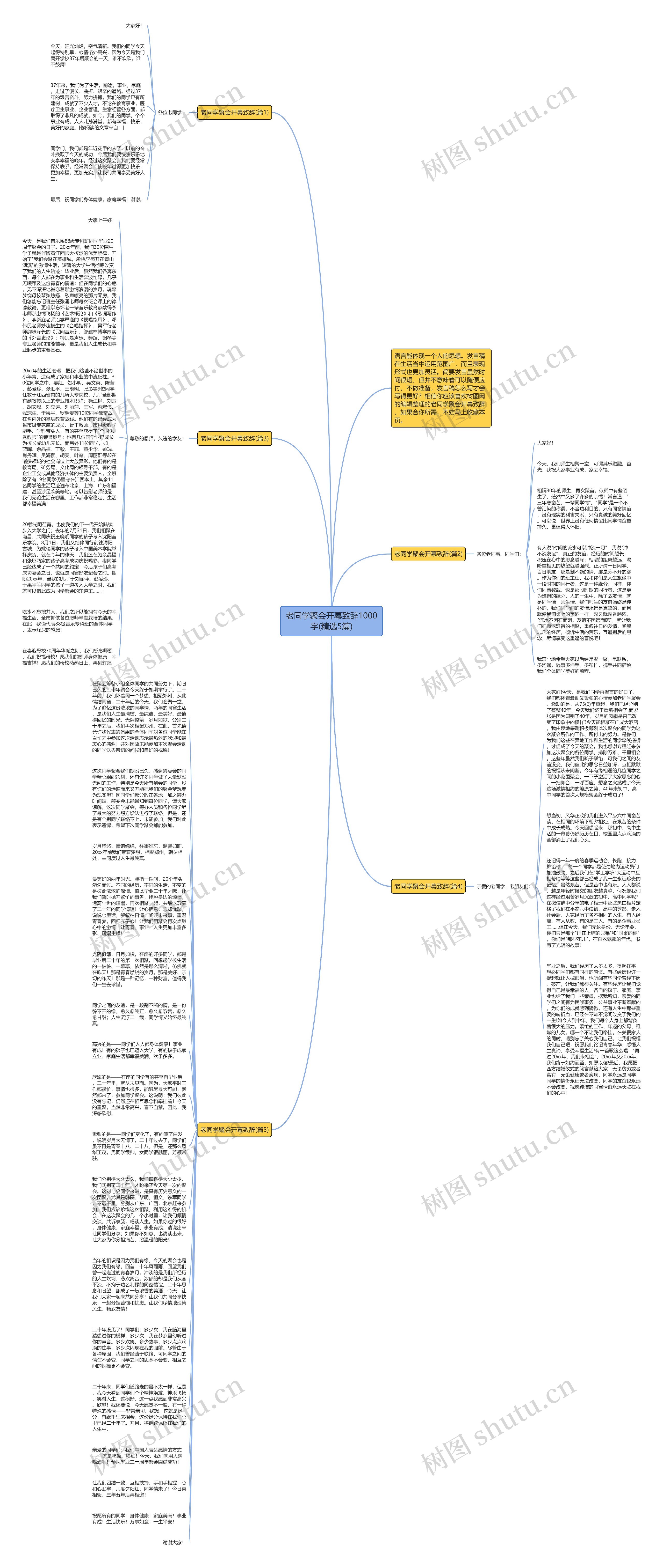 老同学聚会开幕致辞1000字(精选5篇)思维导图