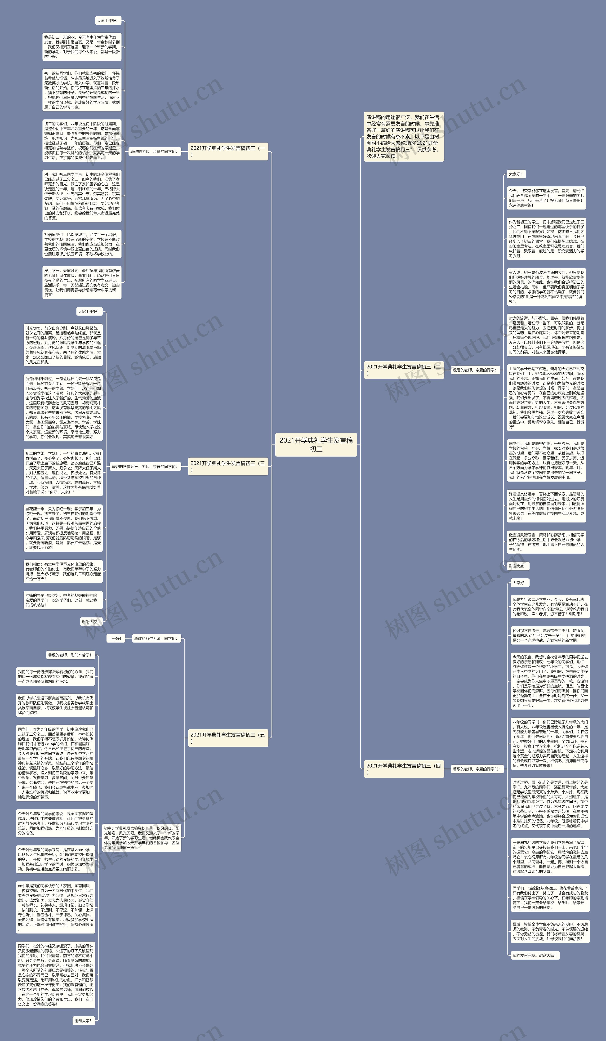 2021开学典礼学生发言稿初三思维导图