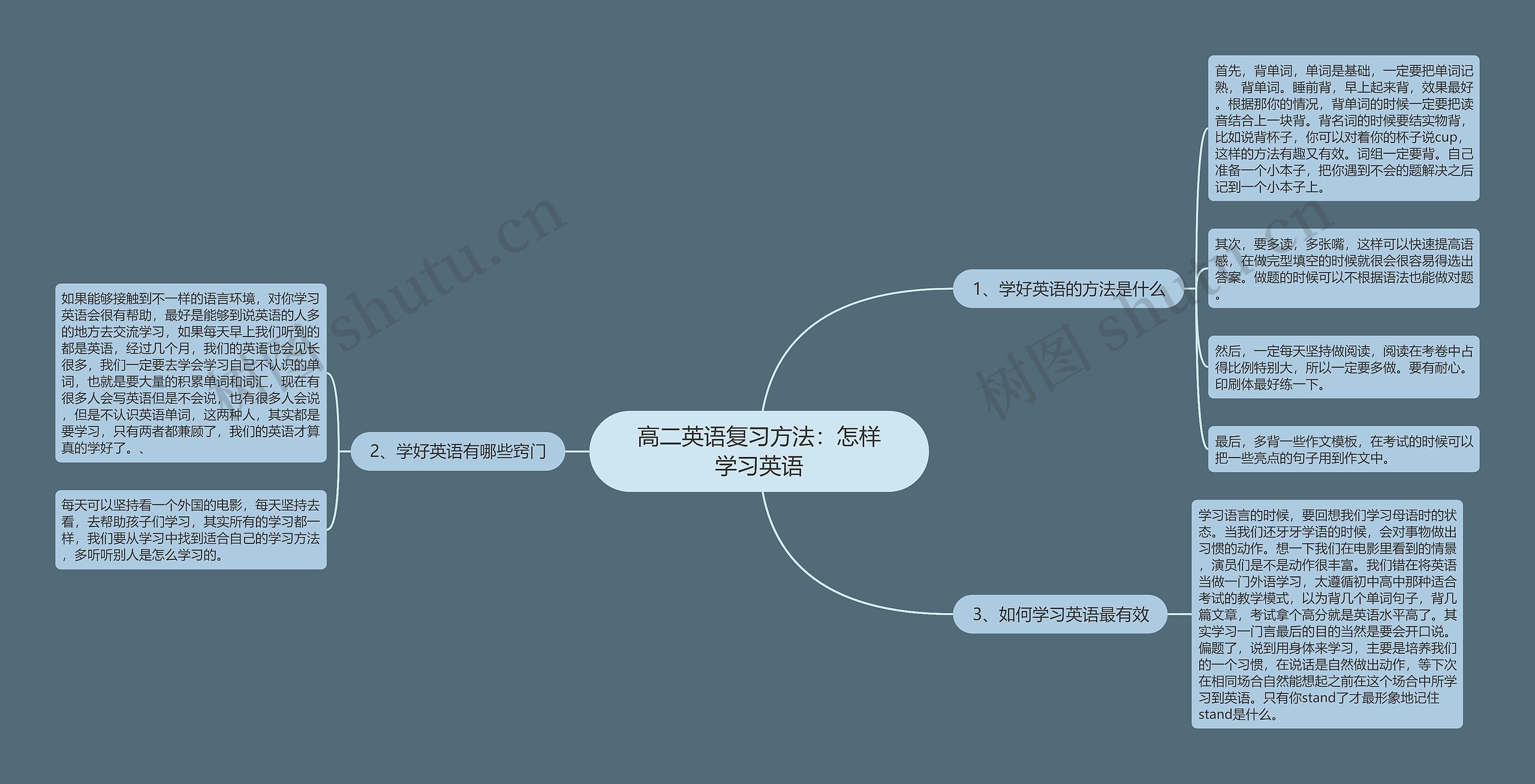 高二英语复习方法：怎样学习英语思维导图