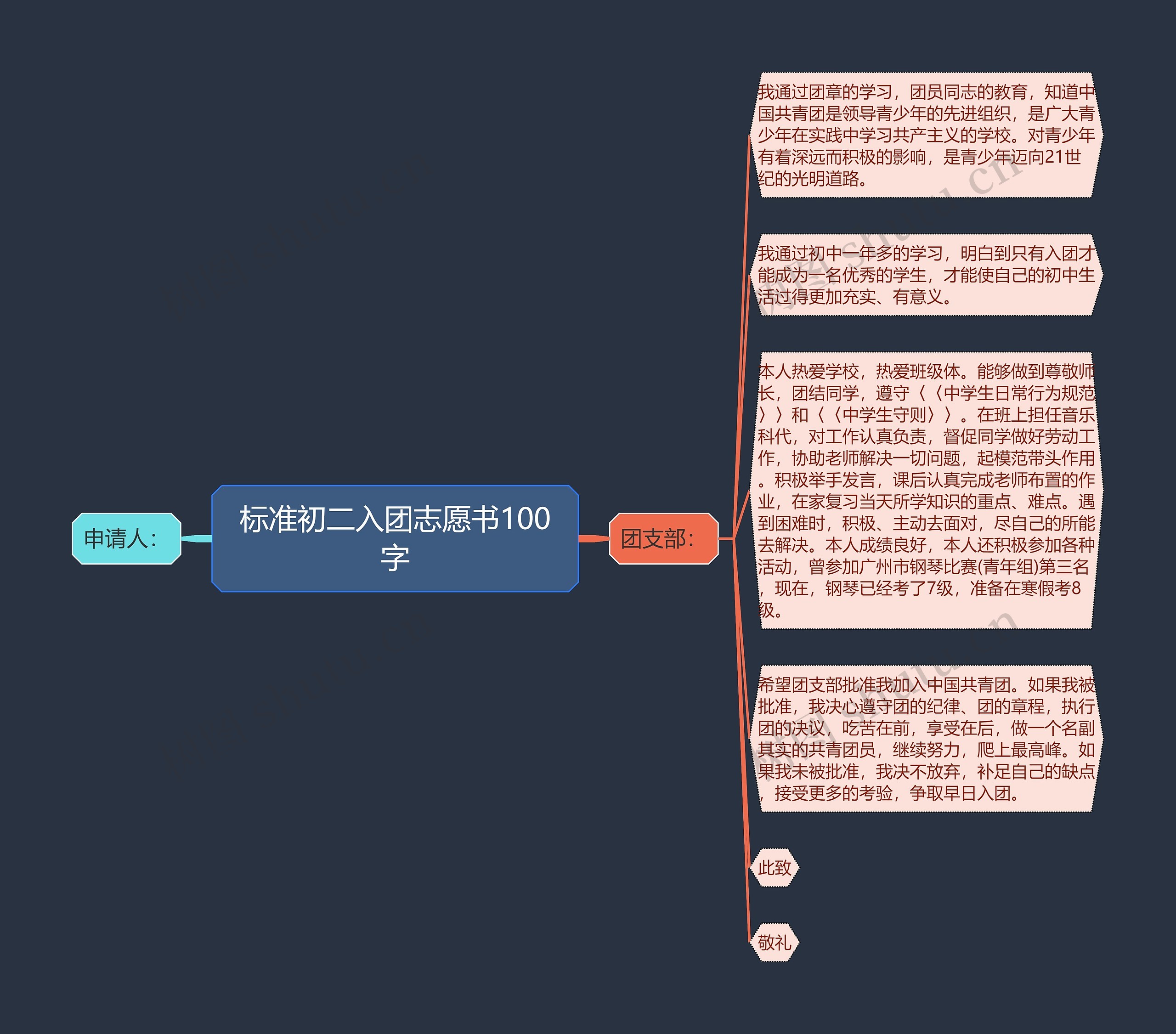 标准初二入团志愿书100字