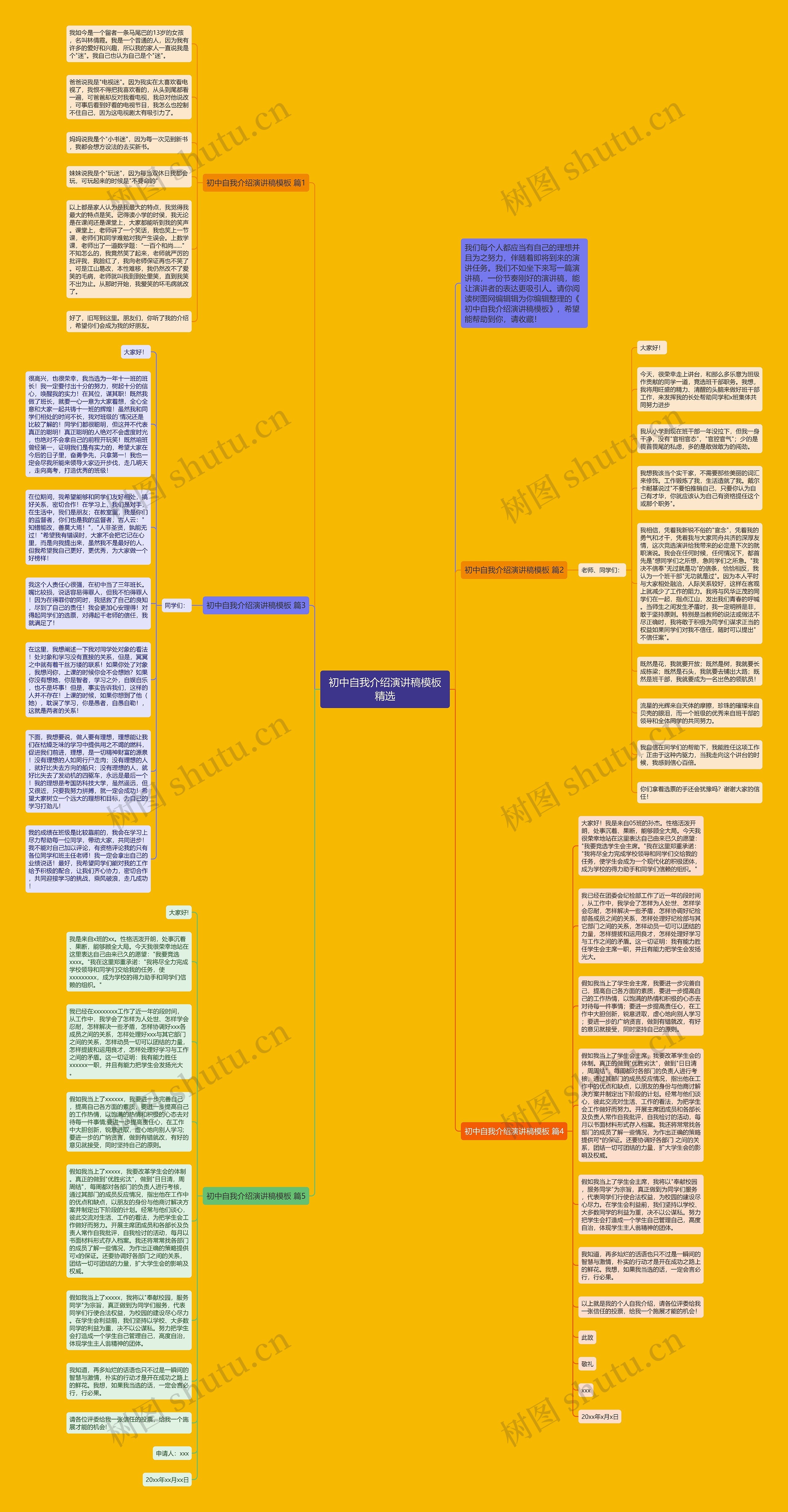 初中自我介绍演讲稿精选思维导图高清图 初中自我介绍演讲稿精选思维导图