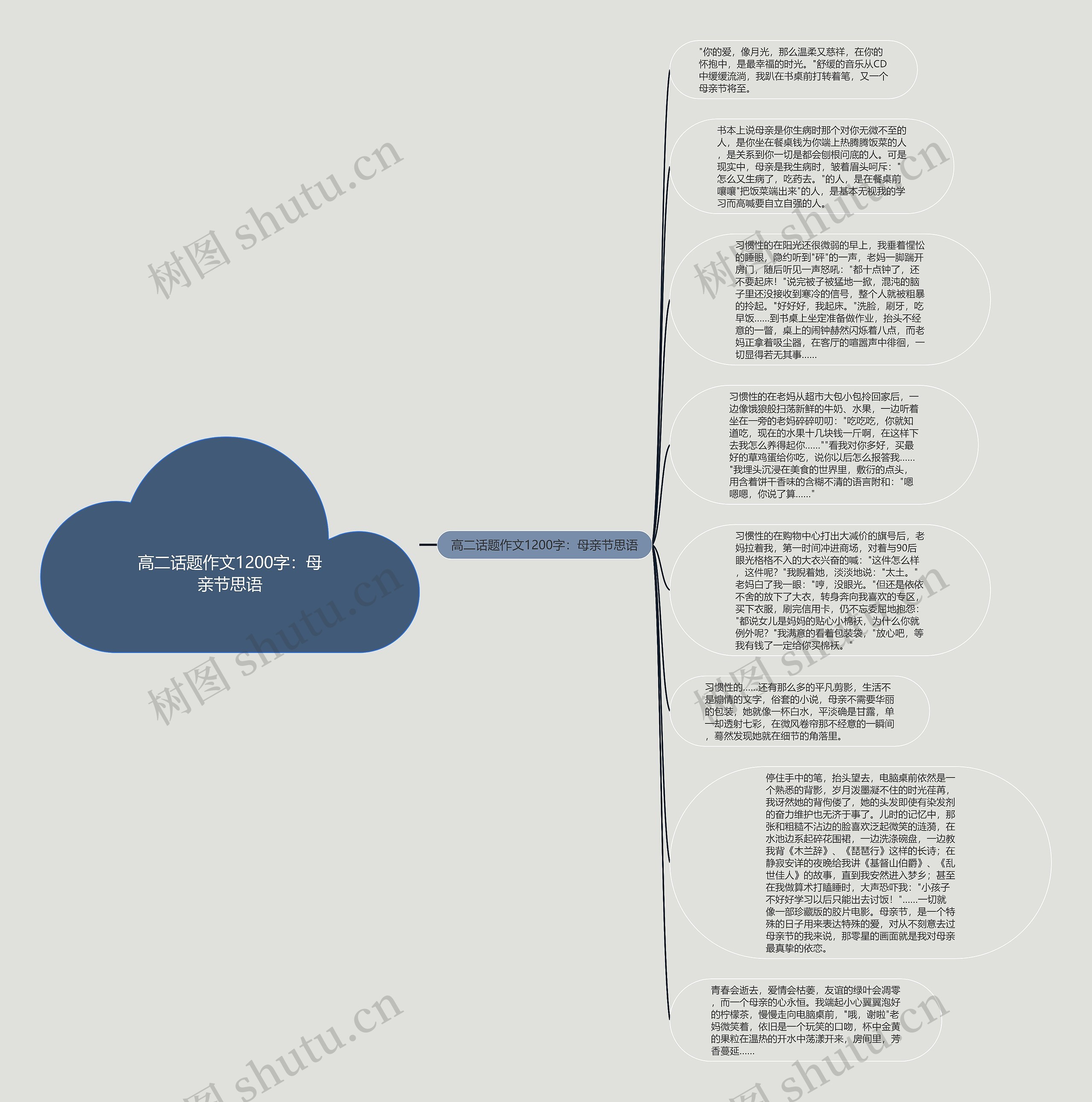 高二话题作文1200字：母亲节思语思维导图