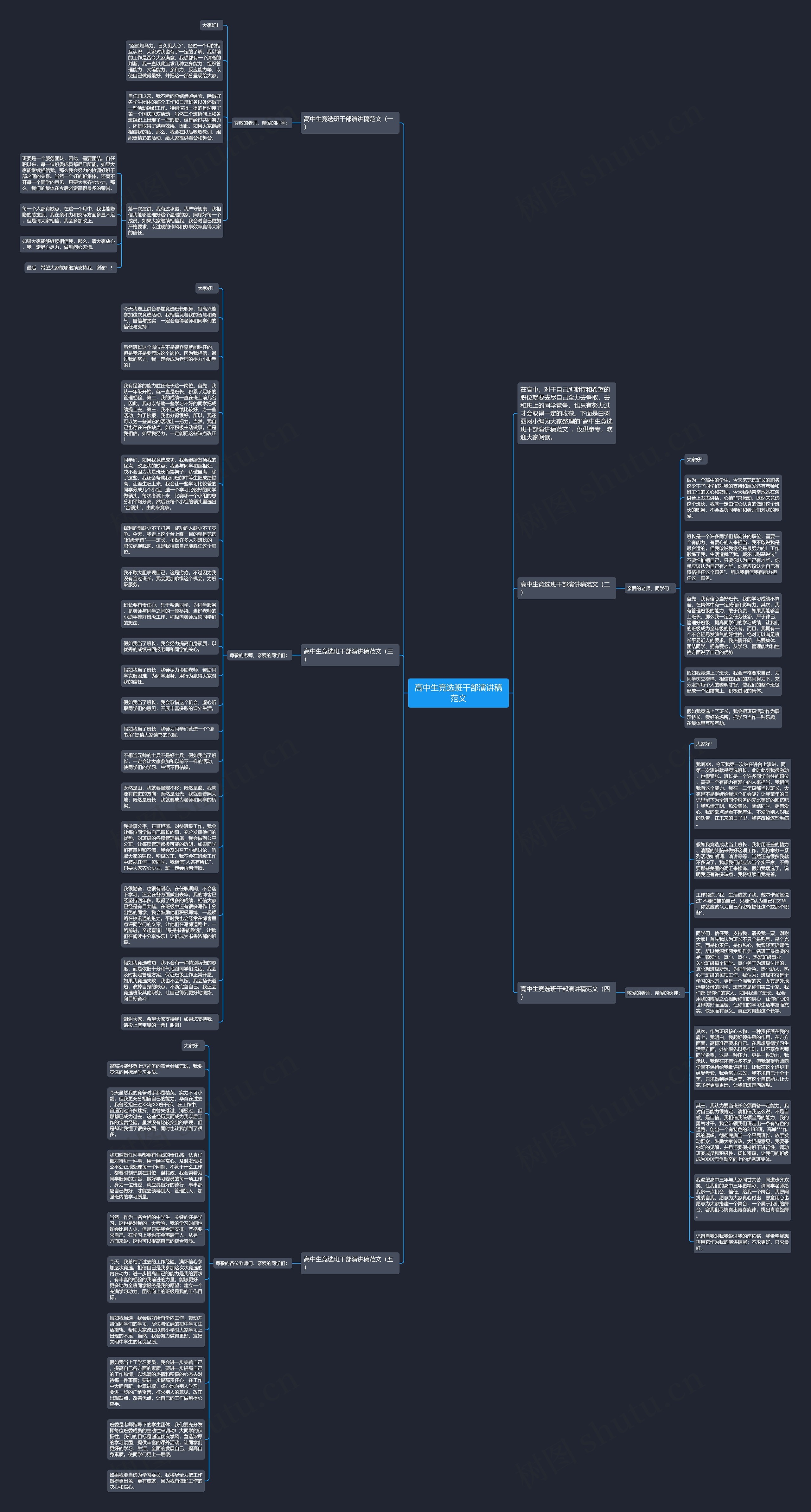 高中生竞选班干部演讲稿范文思维导图