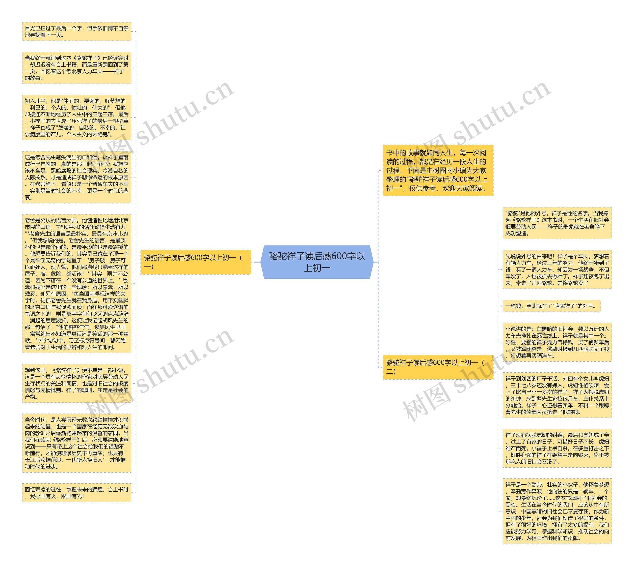 骆驼祥子读后感600字以上初一思维导图